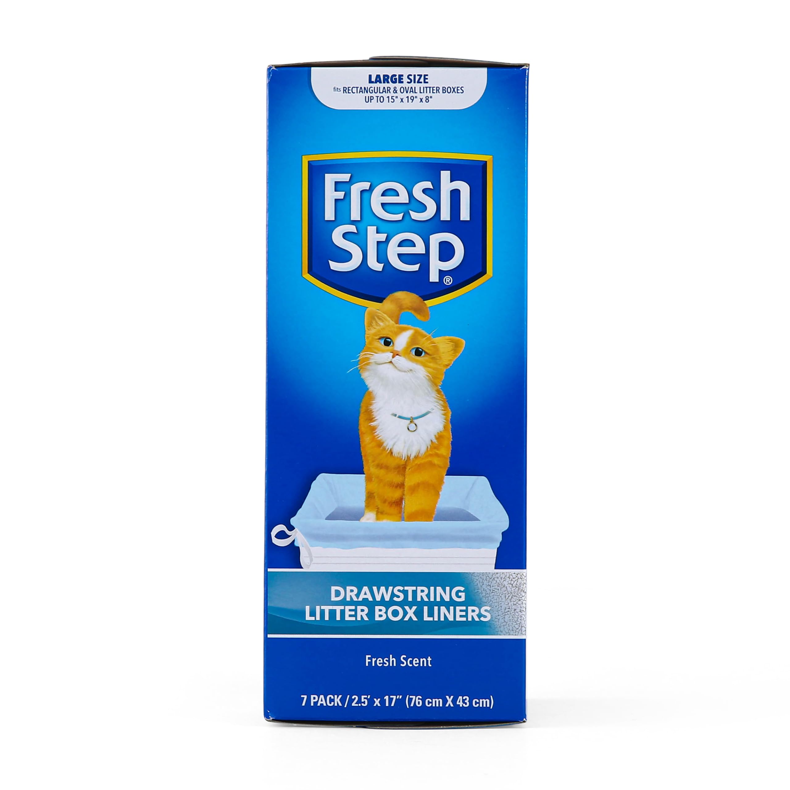 Fresh Step Drawstring Cat Litter Box Liners, Fresh Scent, Size Large,2.5x17 - 7 Count | Kitty Litter Bags, Cat Litter Liners for