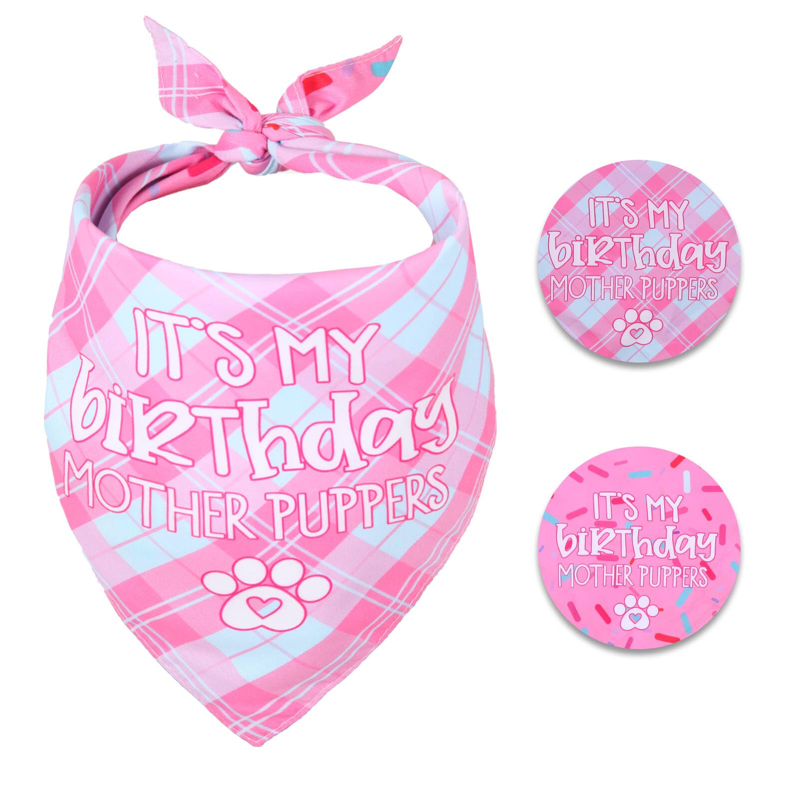 Gofshy Dog Birthday Bandana Small Reversible Multi Size Offered For Dog Birthday Girl, Dog Birthday Party Supplies For Xsmall To