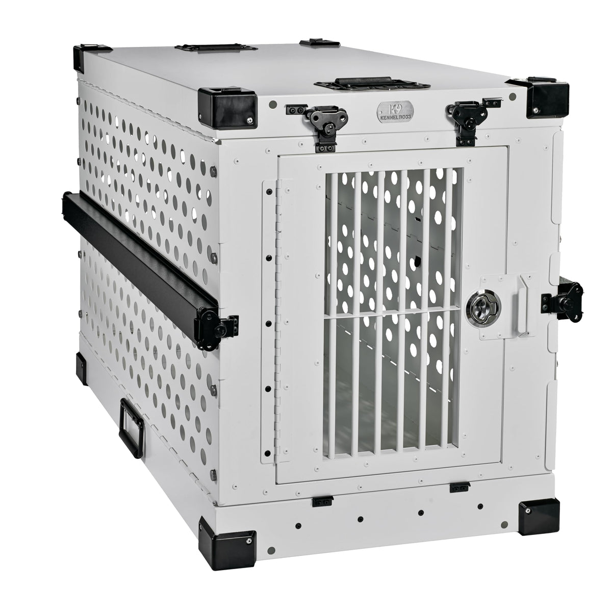 K9 Kennel Boss - Heavy Duty Fully Collapsible Powder-Coated Aluminum Dog Crate - Medium (White)