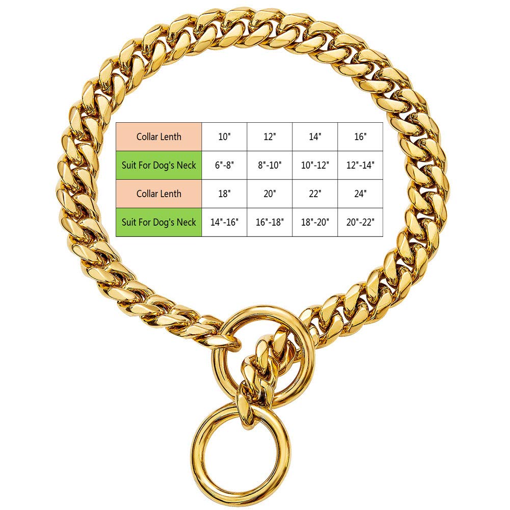 Gold Cuban Link Dog Necklace Collar For Small Medium Large Dog, Cute Dog Collar