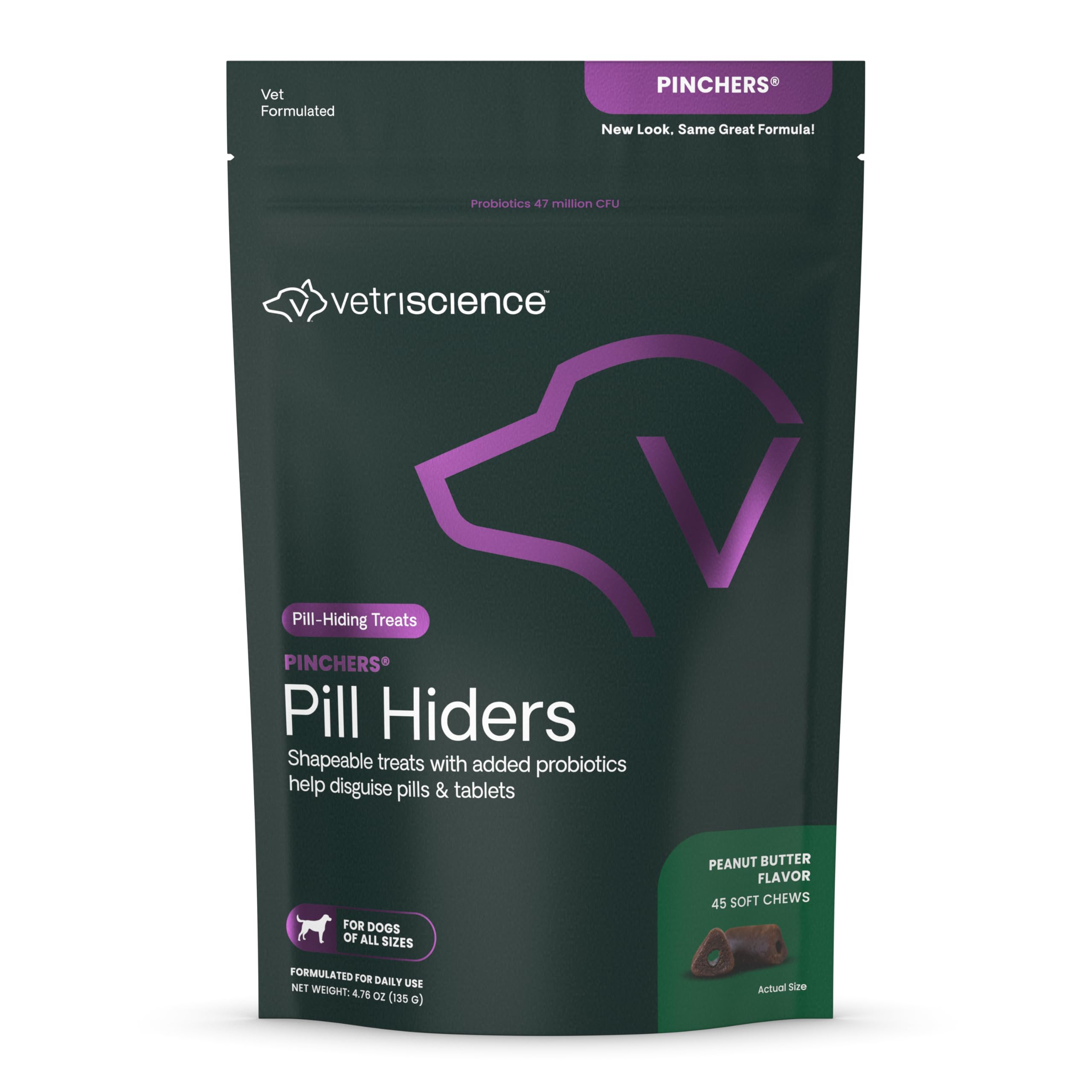 VetriScience Pinchers Pill Hiders Chews, Non-Greasy Pill Wrap with Probiotics for Dogs, Disguise Small Pills, Capsules and Table