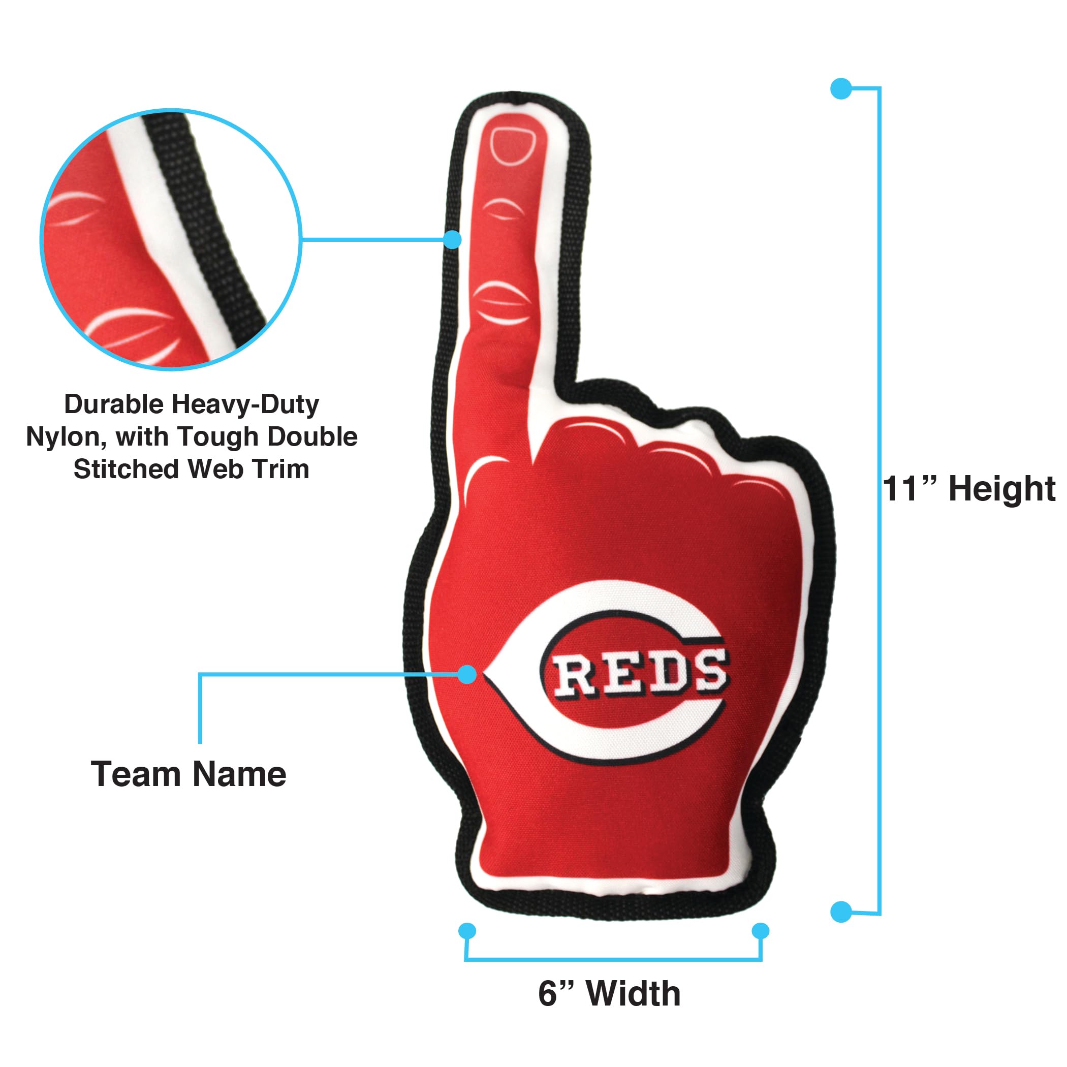 Mlb Cincinnati Reds #1 Fan Toy. Best Sports Dog Toy With Double Stitched Trim And Tough Nylon Material Filled With Chewable Poly