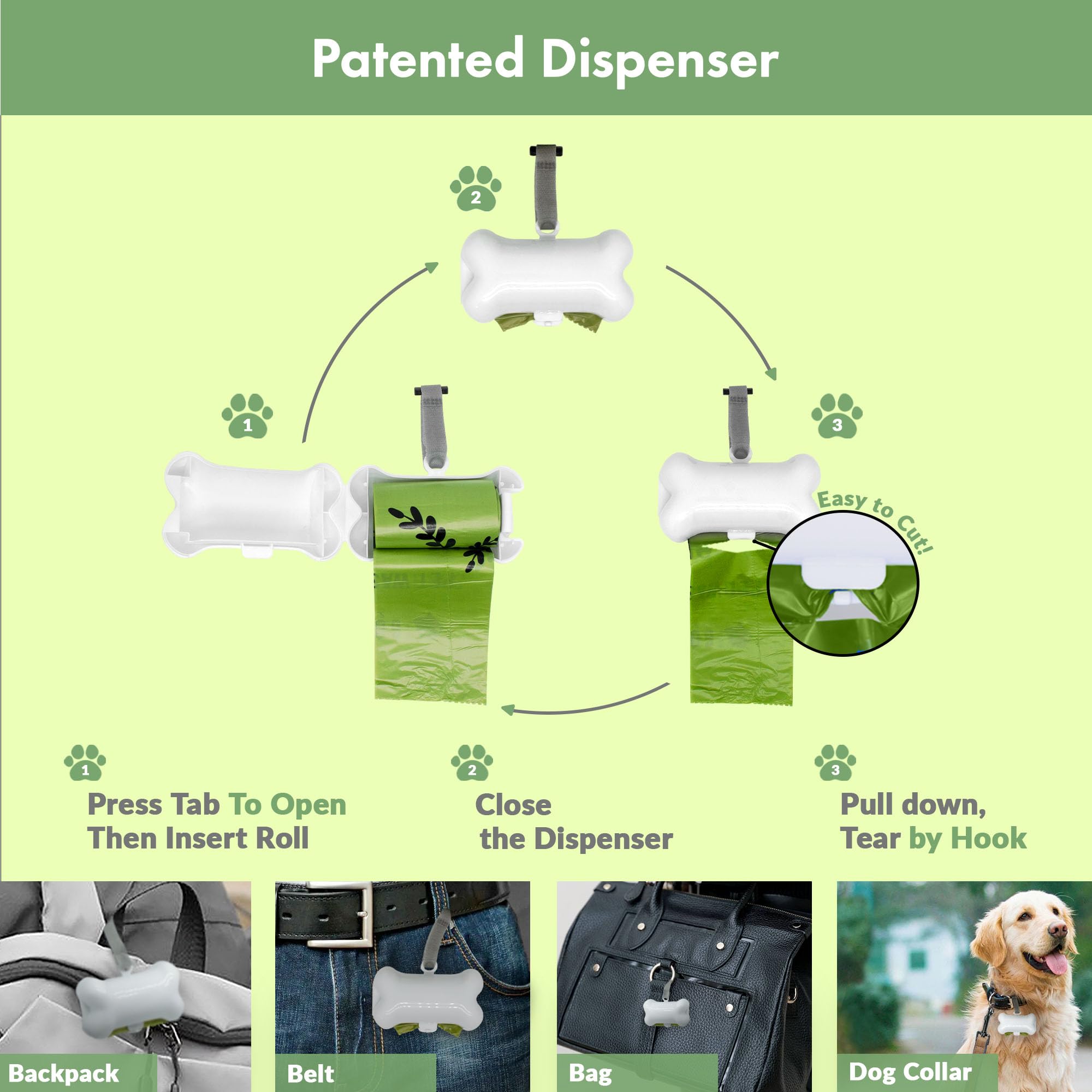 GORILLA SUPPLY Dog Poop Bags with Dispenser, 1000 Count, 9" x 12", Green, Durable Plastic