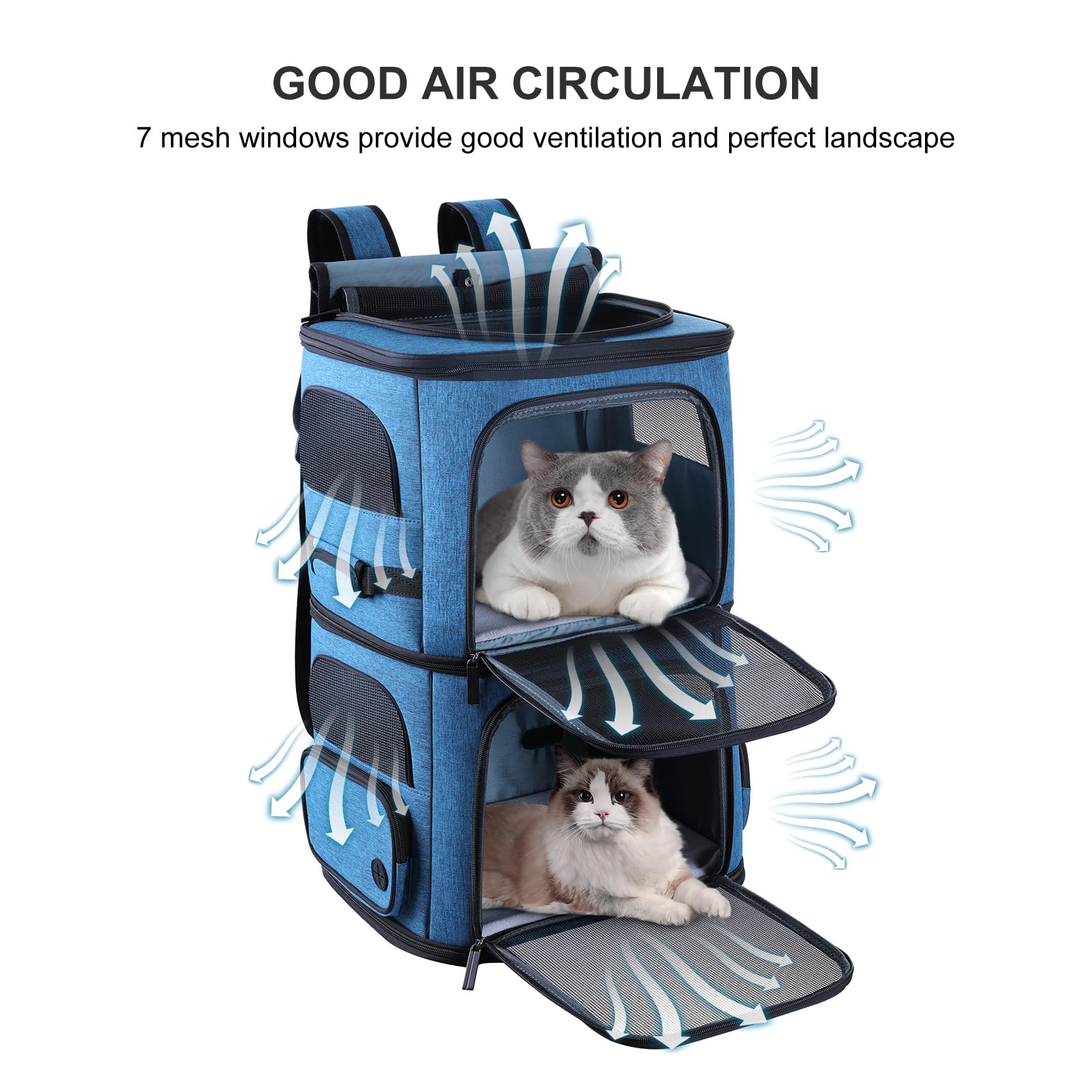 Double Cat Carrier For 2 Cats,Dog Backpack Carrier For Medium Dogs,Double Compartment Pet Carrier Backpack For Dual Pets,For Out