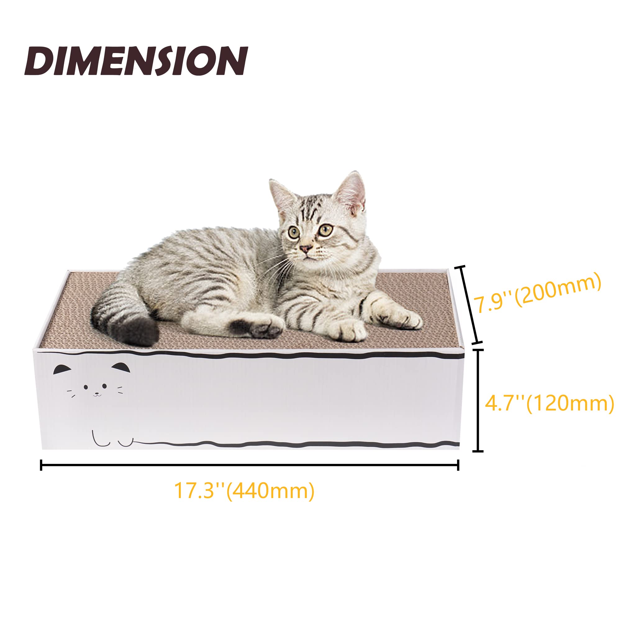 SMARTBEAN Cat Scratcher - Reversible Cardboard Design, 17.3"L x 7.9"W x 4.7"H, Gray/Beige, Model SB0007,