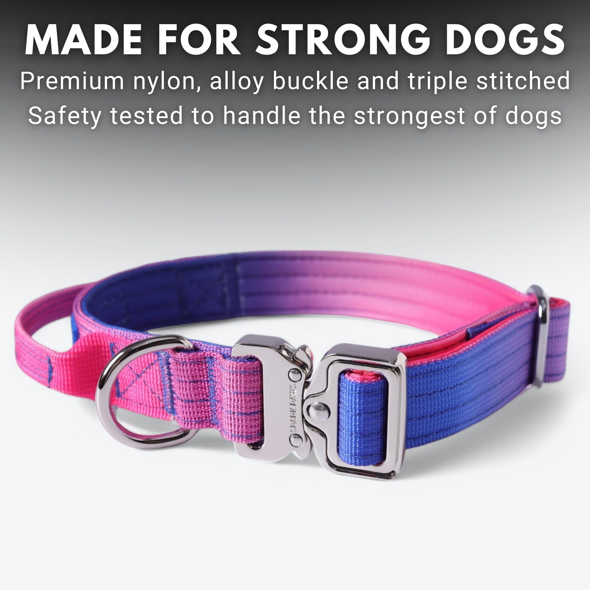 Spark Paws Tactical Dog Collar - Heavy Duty, Premium Quality, Thick And Durable For Large And Medium Dogs - Snow Cone - Xs - 1'