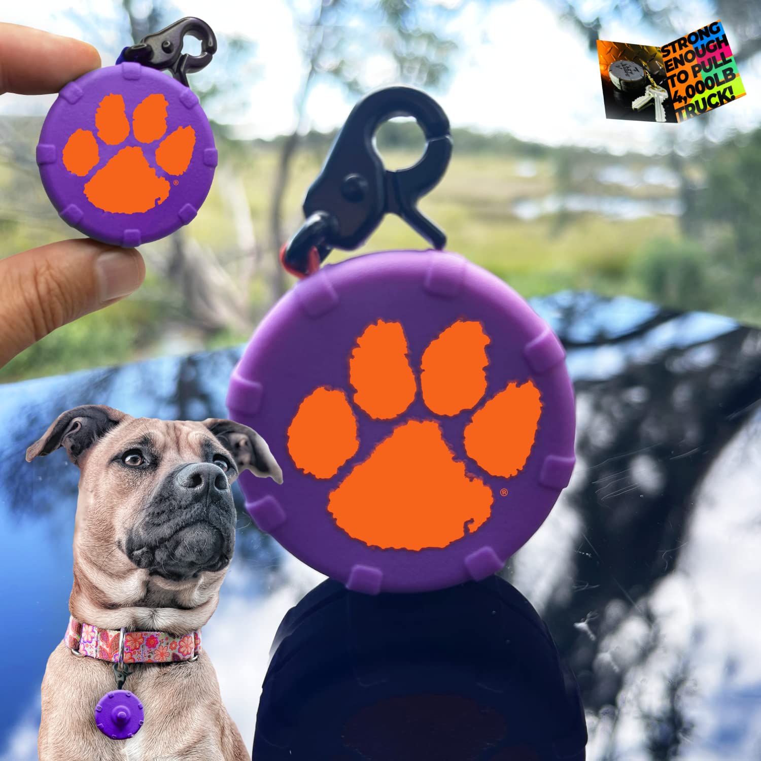 Tiger Paw 40'' Wearable Mini Adjustable Dog Leash - Powerful, Lightweight, Retractable Keychain Clip. Durable & Comfort Grip For