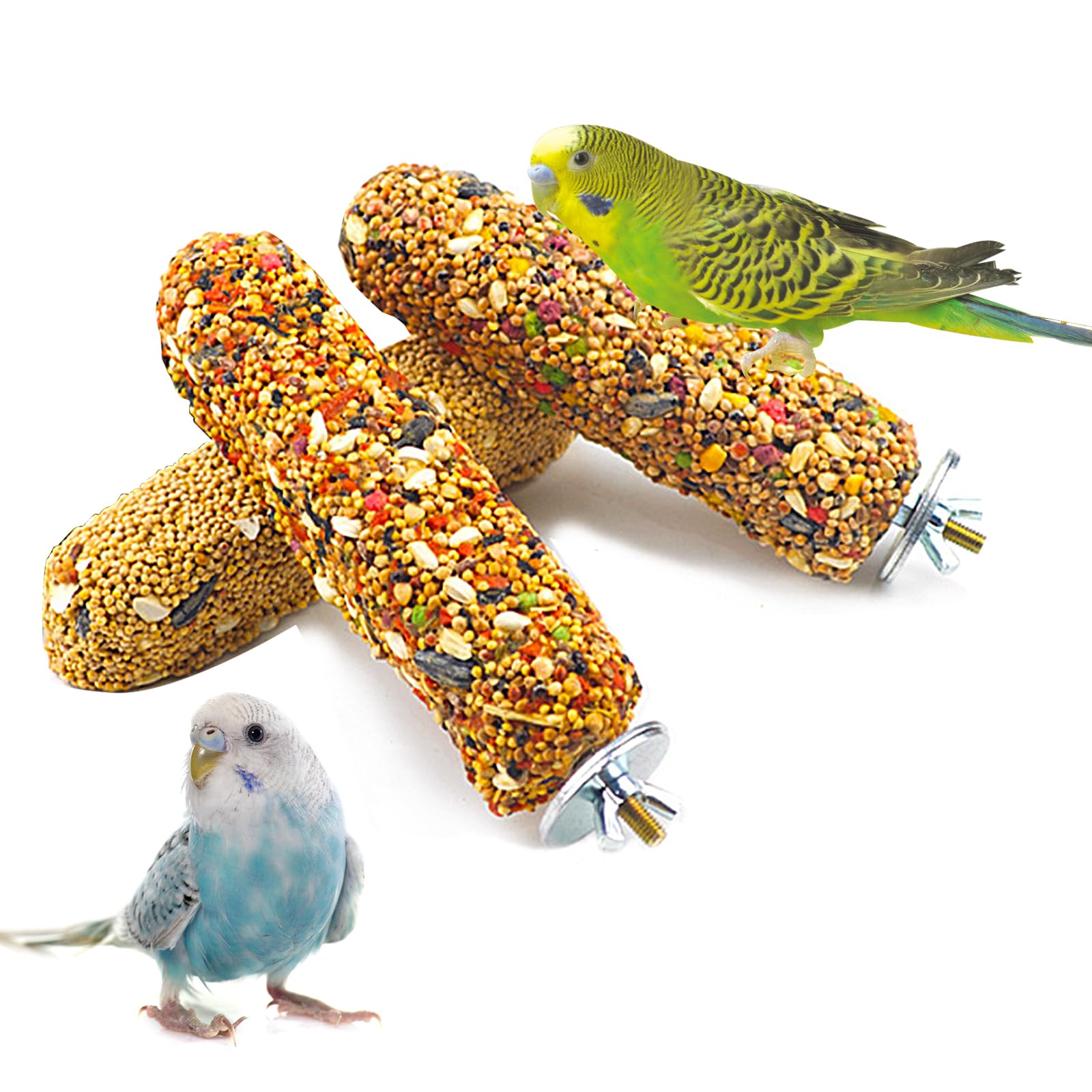 Acsist 3PCS Parakeet Treat,Natural Parrots Treat Sticks,Vegetable & Grain Style Crunch Sticks,Bird Treats for Cockatiel Budgies 