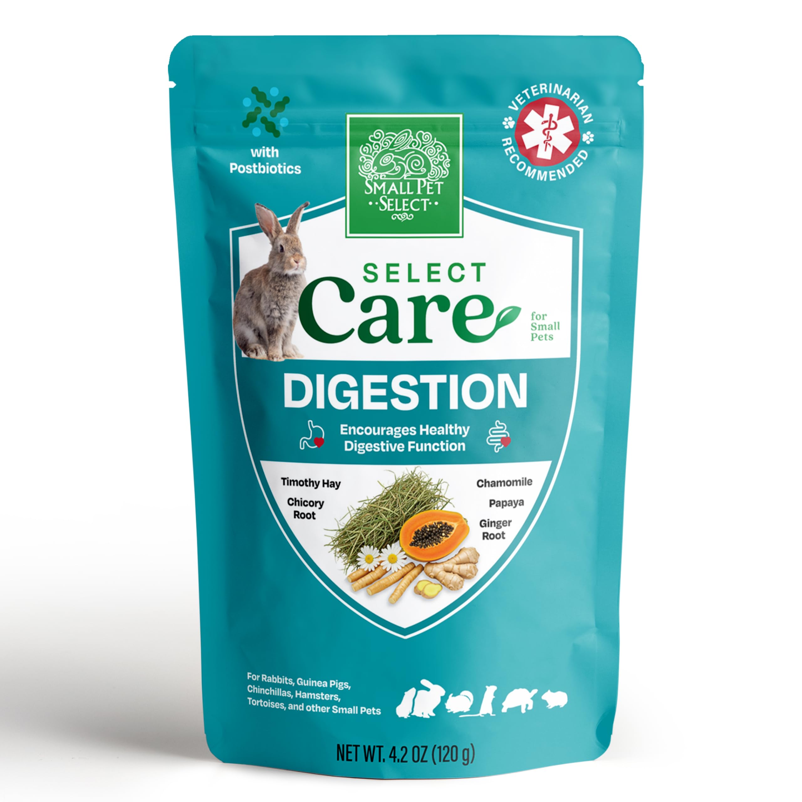 Small Pet Select - Select Care Digestion Support Supplement, Natural High Fiber Timothy Hay Based Treats for Rabbits, Guinea Pig