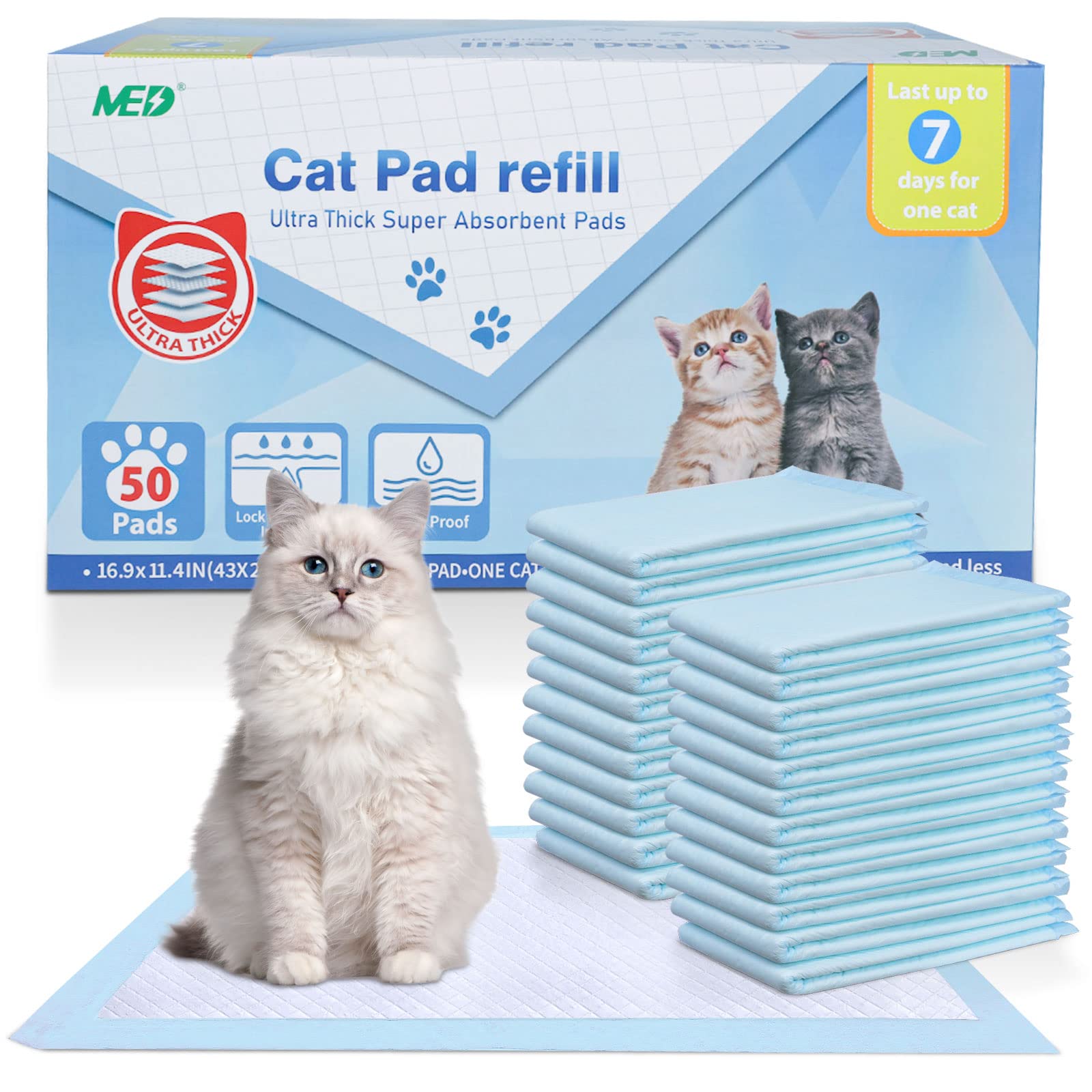 Cat Litter Pads Superior Absorbent 50 Count Scent Generic Refill Compatible With Tidy Cat Breeze Litter System 16.9X11.4 Inch Enhanced Odor Control