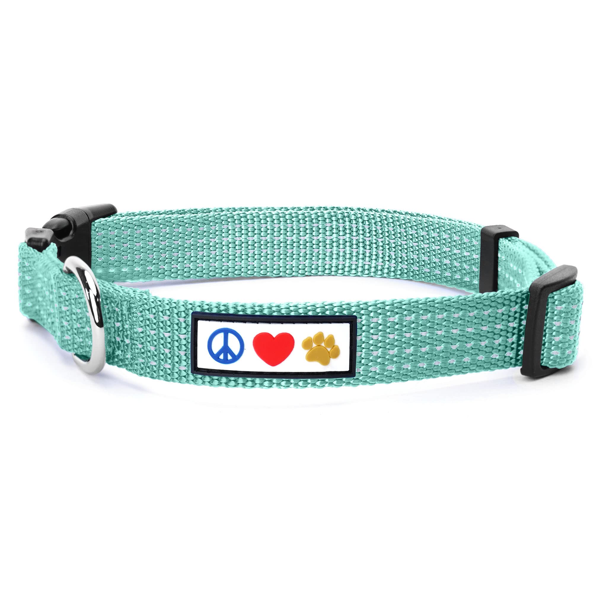 Pawtitas Reflective Dog Collar - Adjustable, Large Dog & Puppy Collar - Teal