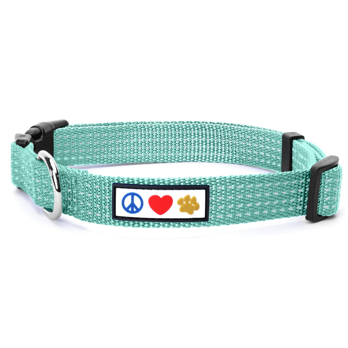 Pawtitas Reflective Dog Collar With Stitching Reflective Thread | Reflective Dog Collar With Buckle Adjustable And Better Training Great Collar For Extra Small Dogs - Teal Collar