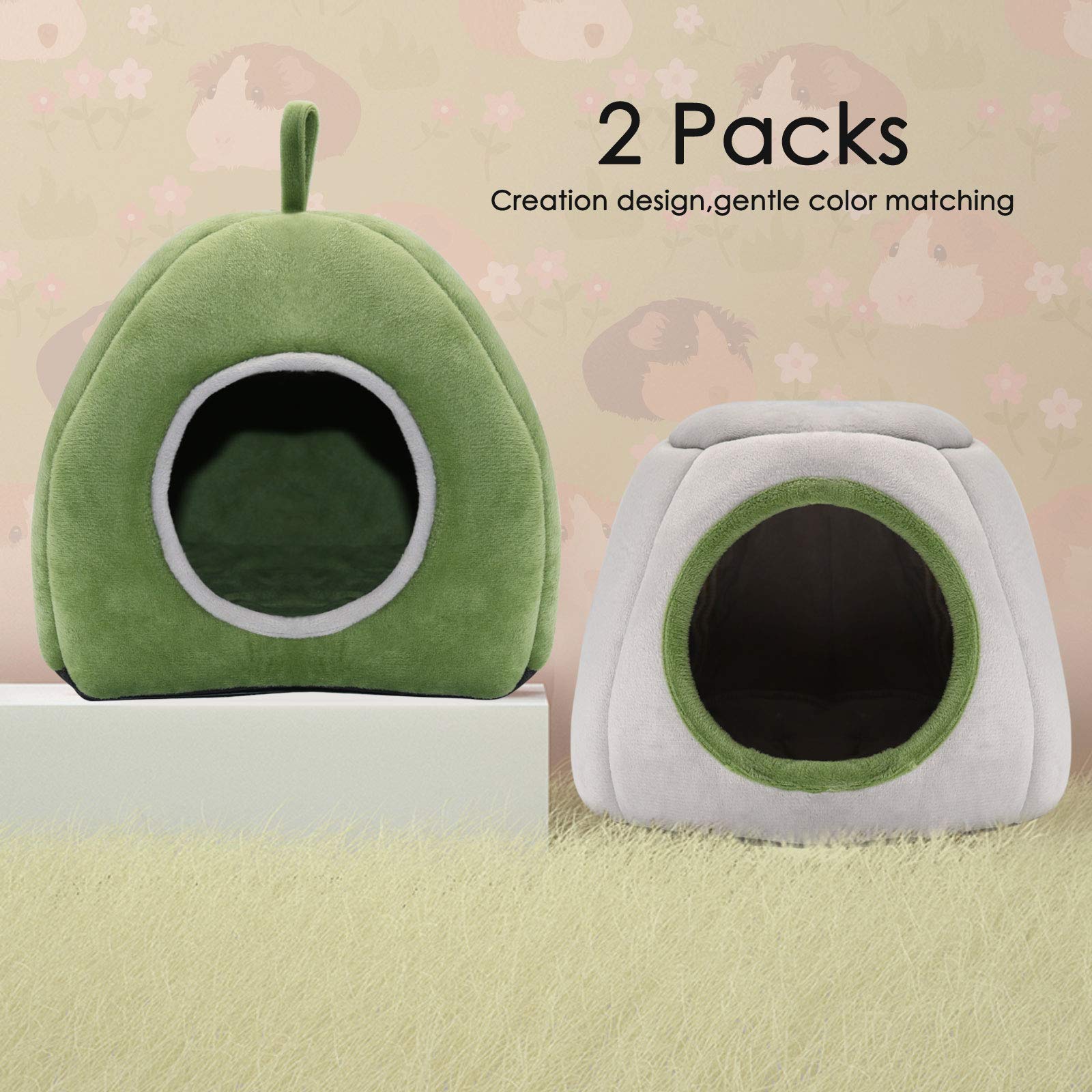 Yuepet Guinea Pig Bed 2 Pack - Washable Cage Accessories Small Animal Hideout For Chinchilla, Hamsters, Hedgehog