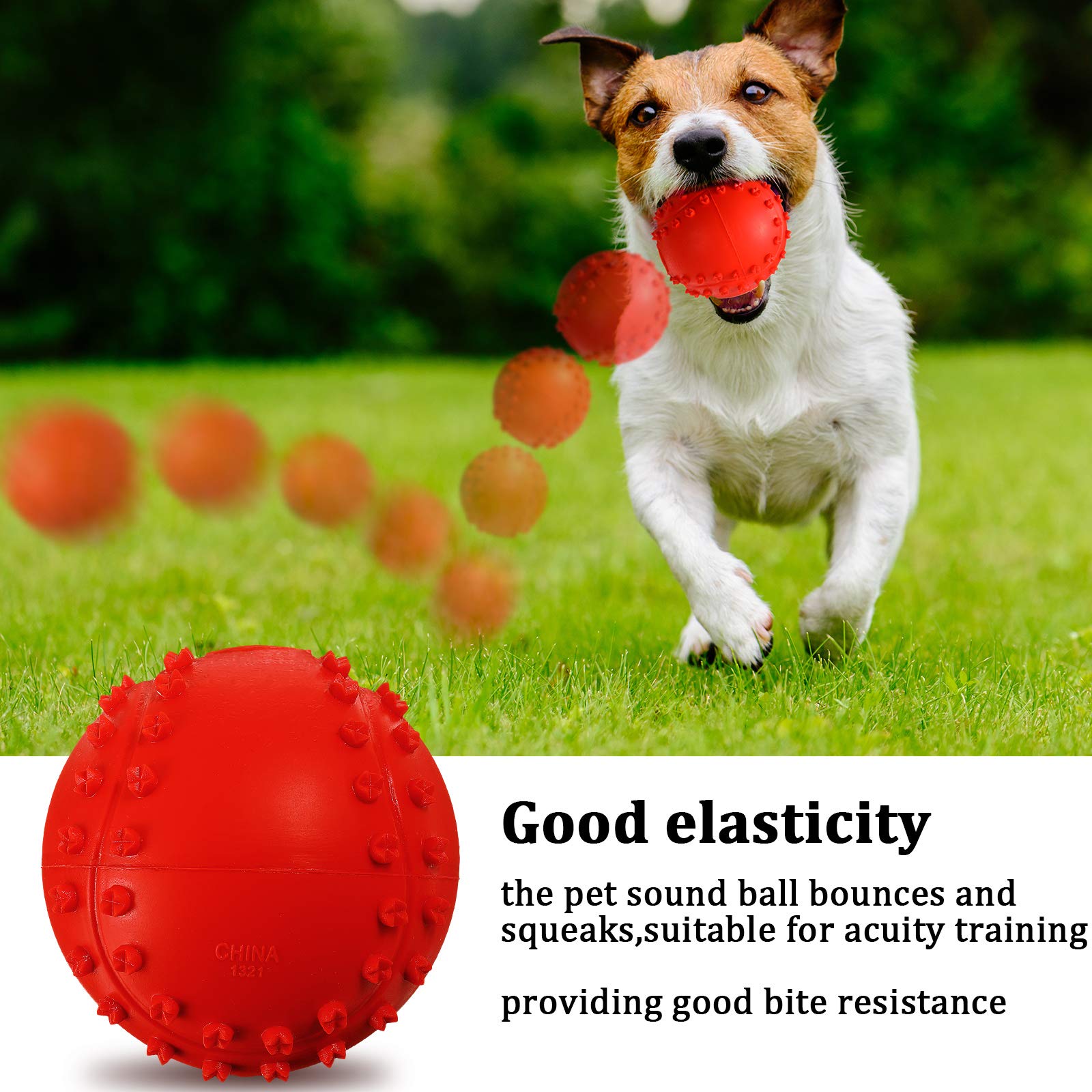 Frienda Squeaky Dog Toy Ball Reliable Rubber Squeaker Fun Interactive Puppy Chew Toys Beach Outdoor Dog Ball for Large and Small