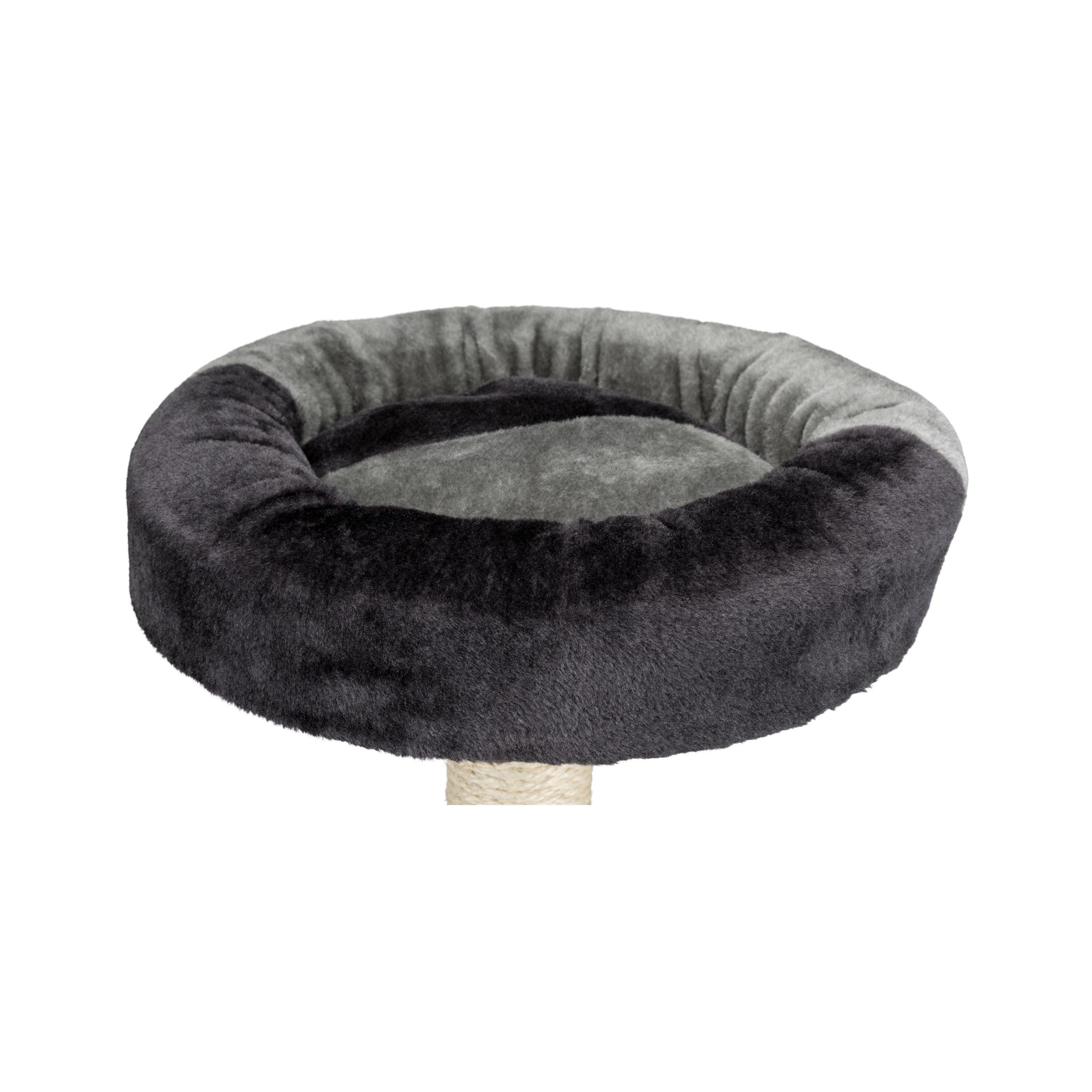 Trixie Tarifa Cat Scratching Post 20.5 Inch - Cat Scratcher With Soft Fabric Covering Base And Durable Sisal Rope - With Padded Platform - In Gray/Black