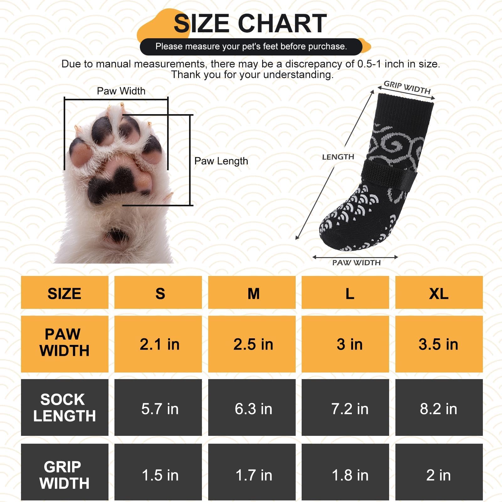 K9Meme Anti Slip Dog Socks With Four Sides Grips For Hardwood Floors, Extra Traction Control No Twist - Dog Shoes Paw Protector