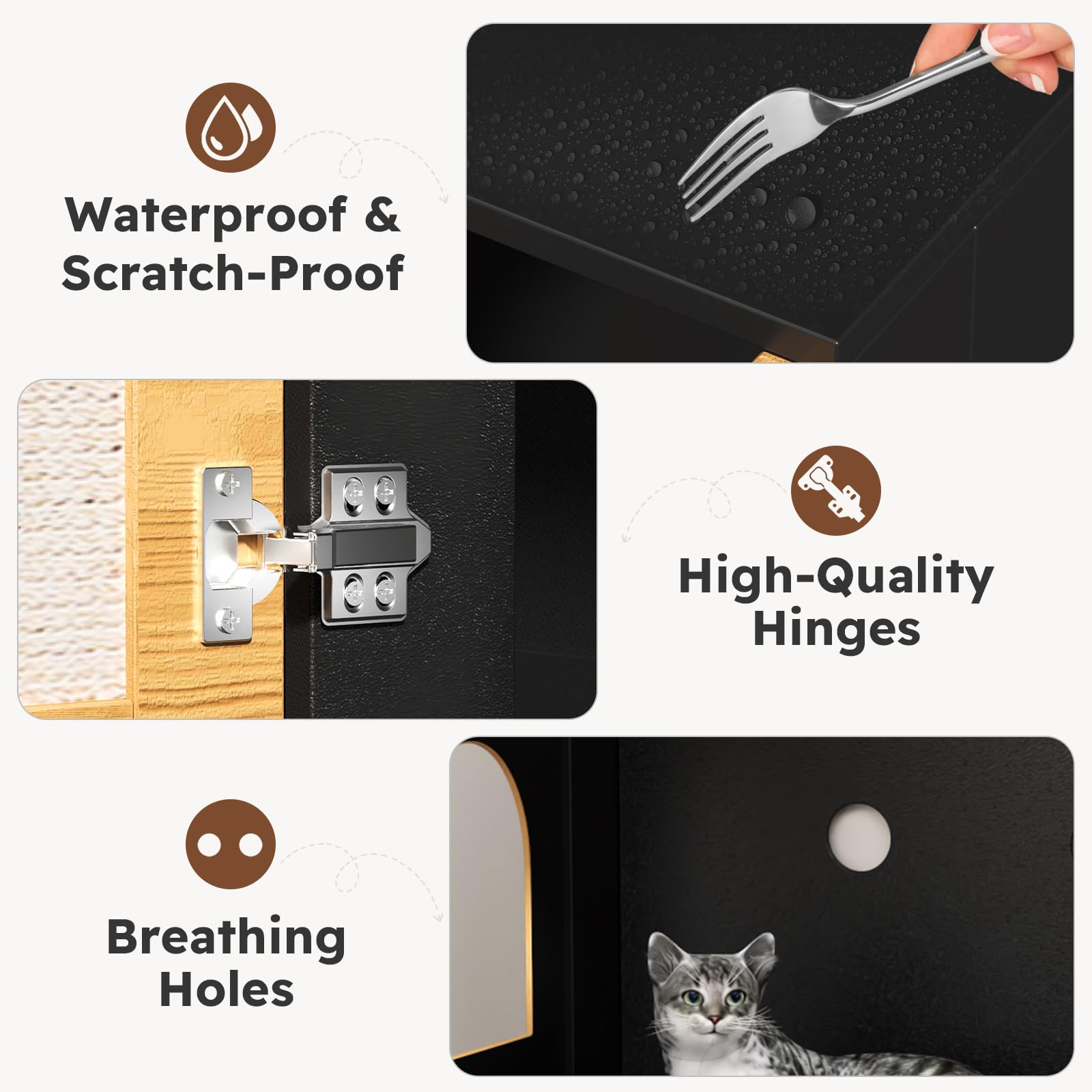 Yafylly Litter Box Enclosure For 2 Cats, Double Cat Box Enclosure Furniture, Cat Litter Cabinet With Storage And Scratching Boar