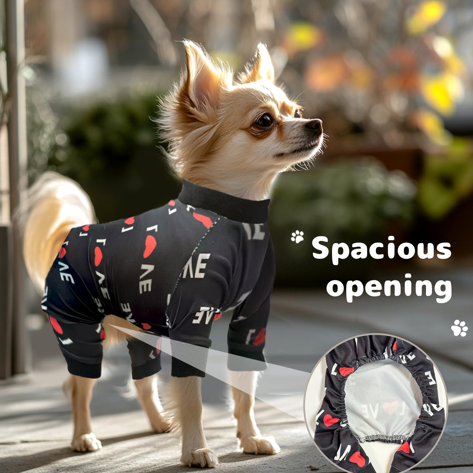 T2Y Dog Pajamas, 2 Pack X Large Pet Costume, Sweet Heart Pjs, Spring Dogs Clothes, Dog Onsie With Feet For All Season Outdoor Or