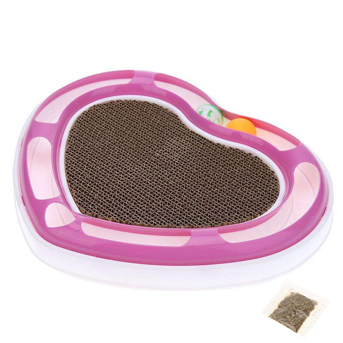 Cat Stratcher By Petvogue With Free Catnip Heart Shape Cat Scratcher Pad Recyclable Corrugated Cardboard With Bell Ball Tunnel T