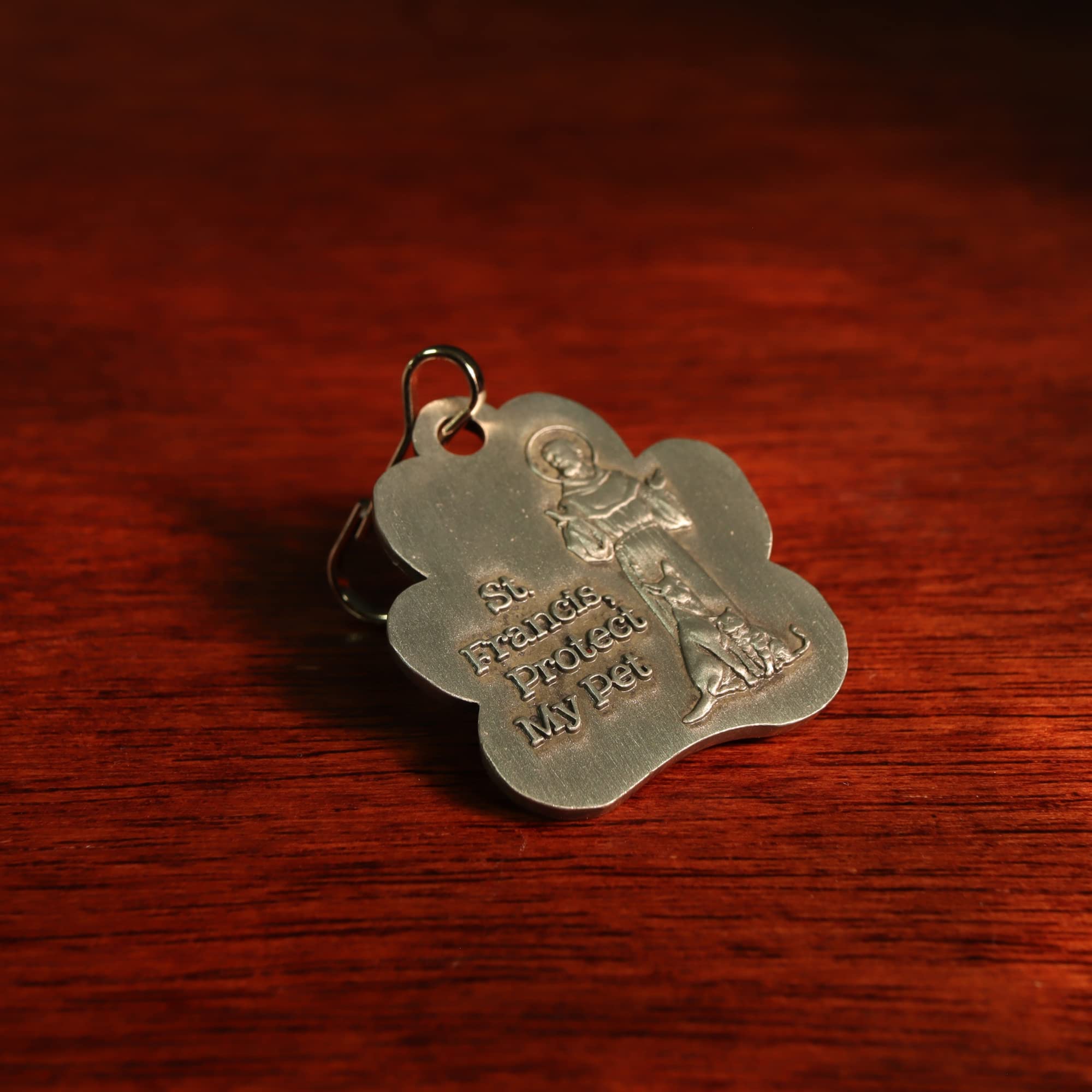 Needzo Saint Francis Patron Of Animals Medal And Prayer Card, God Bless My Pet Collar Attachment, Religious Gift For Cat And Dog