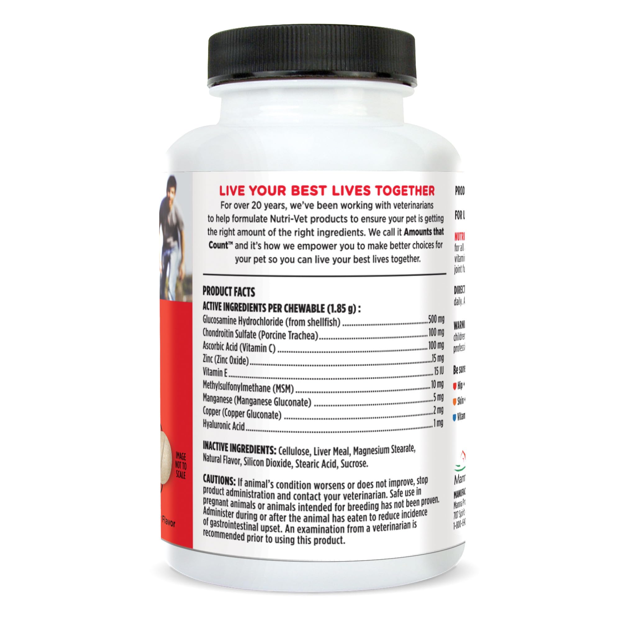 Nutri-Vet Hip & Joint Chewable Dog Supplements - Formulated with Glucosamine & Chondroitin for Dogs - 120 Count