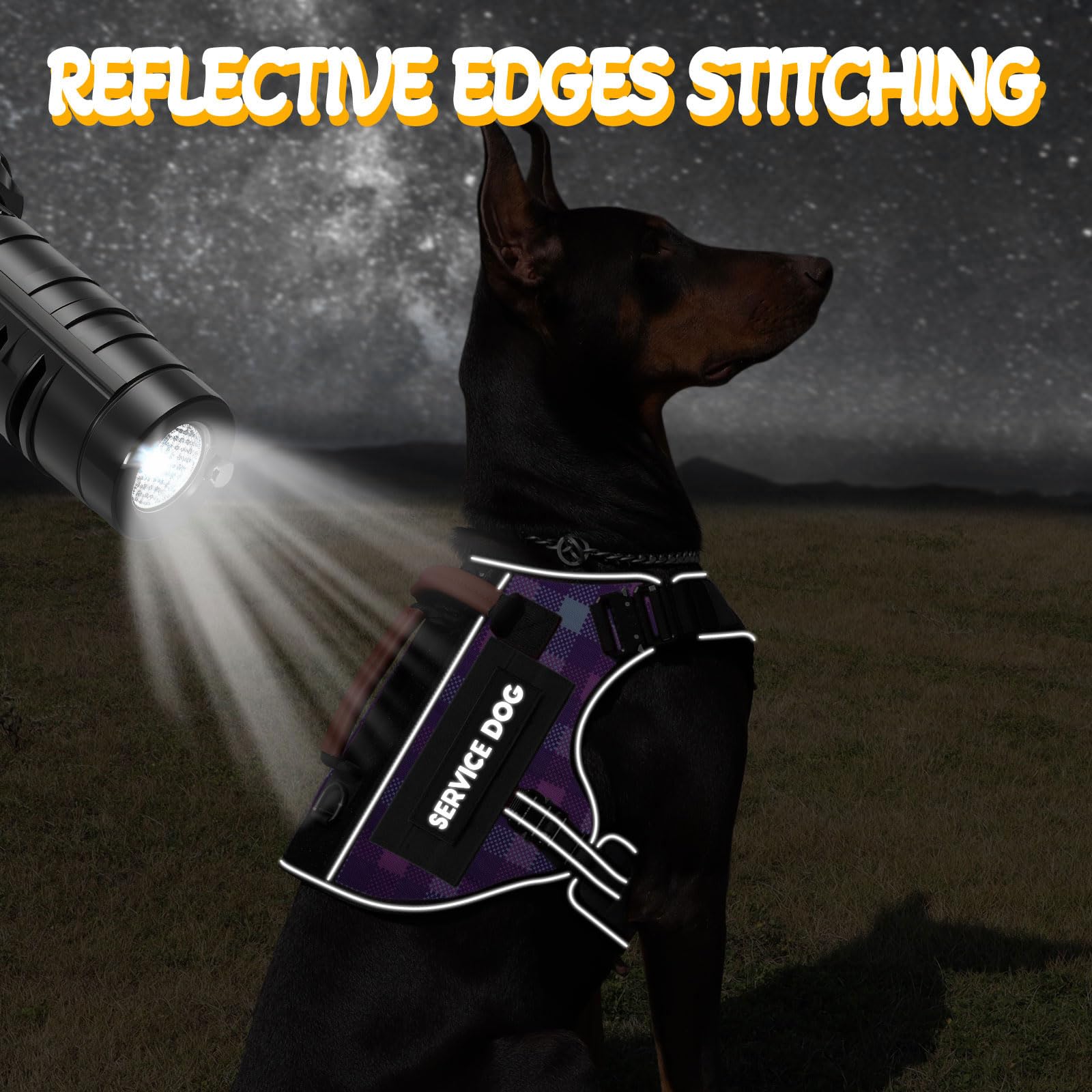 Service Dog Vest - HEYCAHVA Tactical Dog Harness Full Metal Buckles for Large Medium Dogs Reflective No Pull Harnesses Vest with