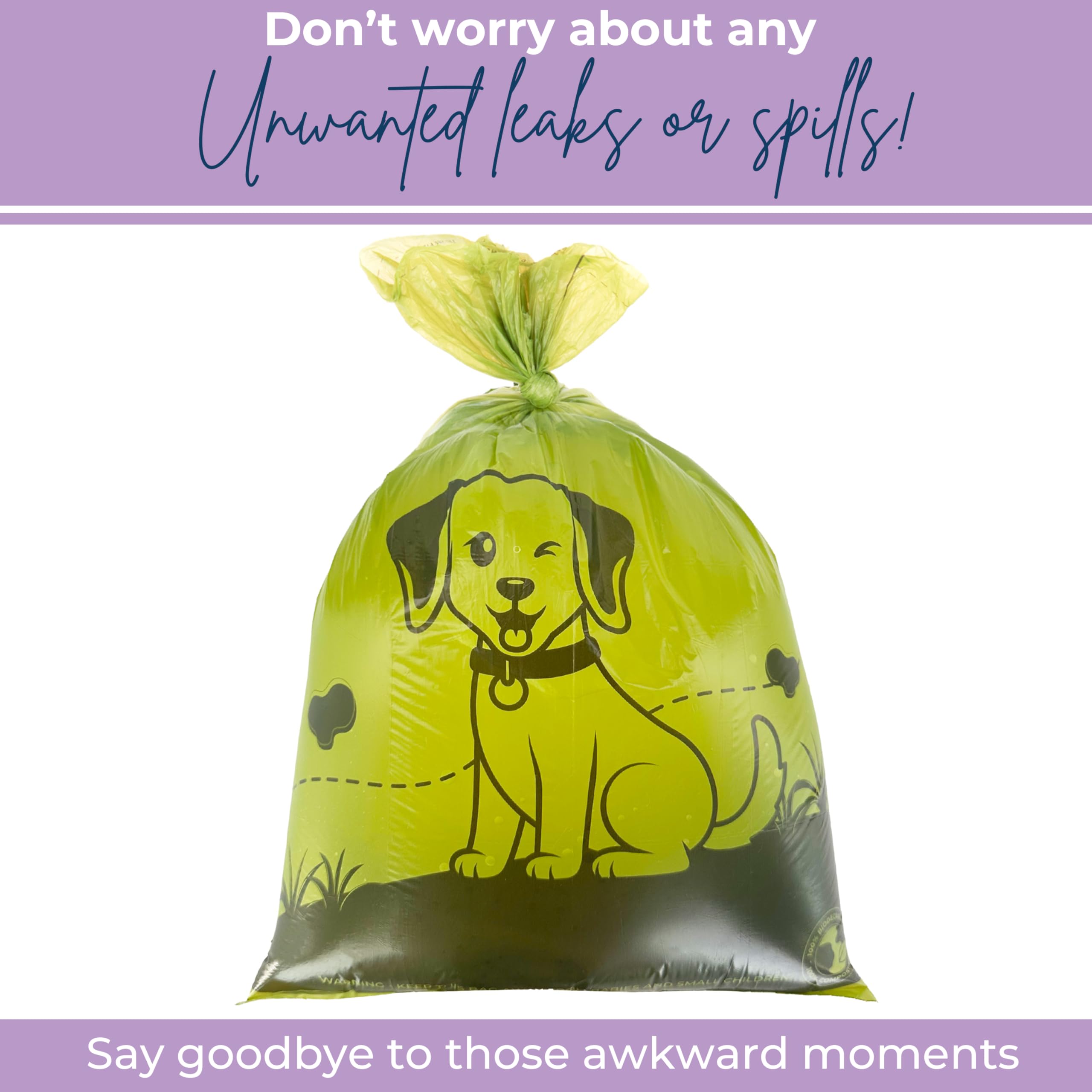 Pet Faves Eco-Friendly Dog Poop Bags -100% Leak-Proof, Strong And Extra Long Doggie Poop Bags For Dogs And Cats Waste Bag, Laven