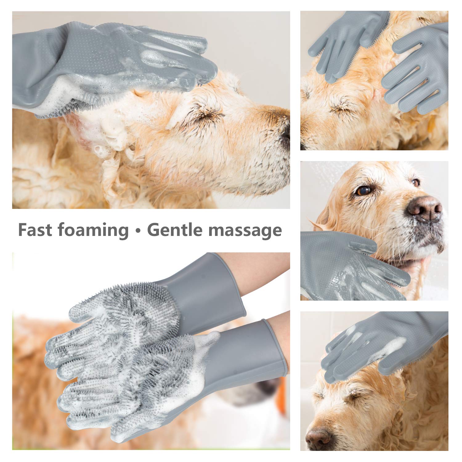Pet Grooming Gloves - Gentle Dog Bathing Shampoo Brush - Massage Mitt With Enhanced Five Finger Design - Efficient Deshedding Glove For Dogs, Cats, Rabbits And Horses - 1 Pack