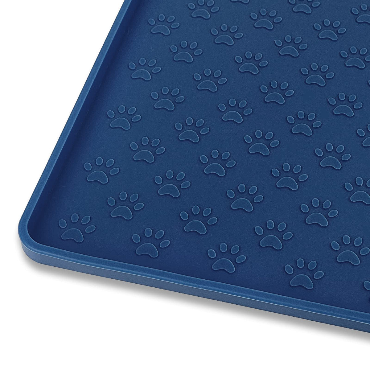 Ptlom Silicone Pet Placemat For Dog And Cat, Waterproof Non-Slip Pet Feeding Bowl Mats For Food And Water, Small Medium Large Tray Mat Prevent Residues From Spilling To Floor, Navy Blue, 18' 12'