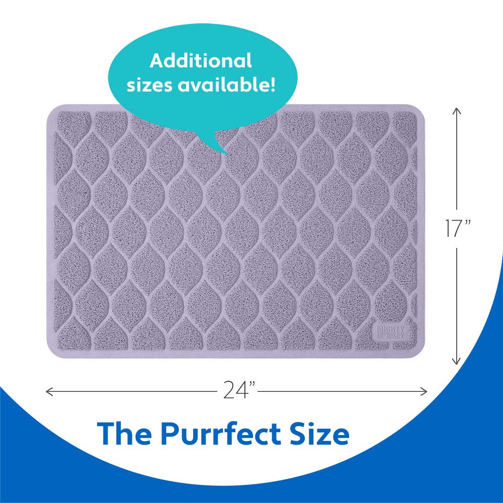 Mighty Monkey Waterproof Bpa Free Cat Litter Box Trapping Mat, Easy Clean Floors, Textured Baking, Soft On Sensitive Kitty Paws, Cats Accessories, Less Waste, Stays In Place, 24X17, Purple