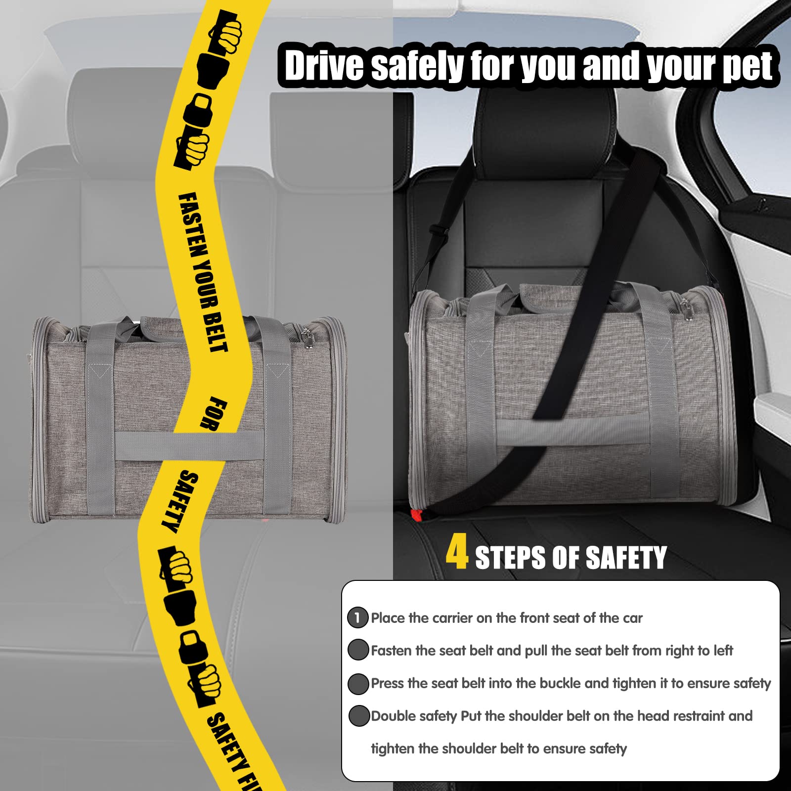 Cat Carrying Case - Pet Carrier Airline Approved, Protable And Breathable Pet Travel Carrier Removable Fleece Pad, Collapsible Cat Carrier Dog Carrier For Medium Cats Small Cats Dogs (17*11*11 Grey)