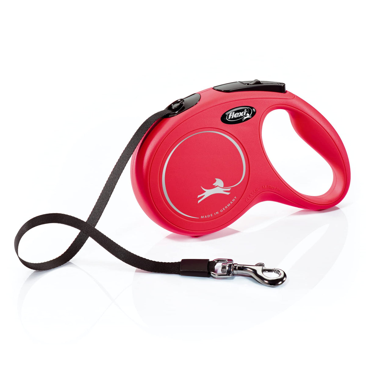 Flexi New Classic Tape Retractable Dog Leash For Medium-Sized Dogs Upto 55 Lbs. – 16 Ft., Red | Tangle Free Pet Walking Leash With One-Handed Brake, Pause, Lock|German Quality Product