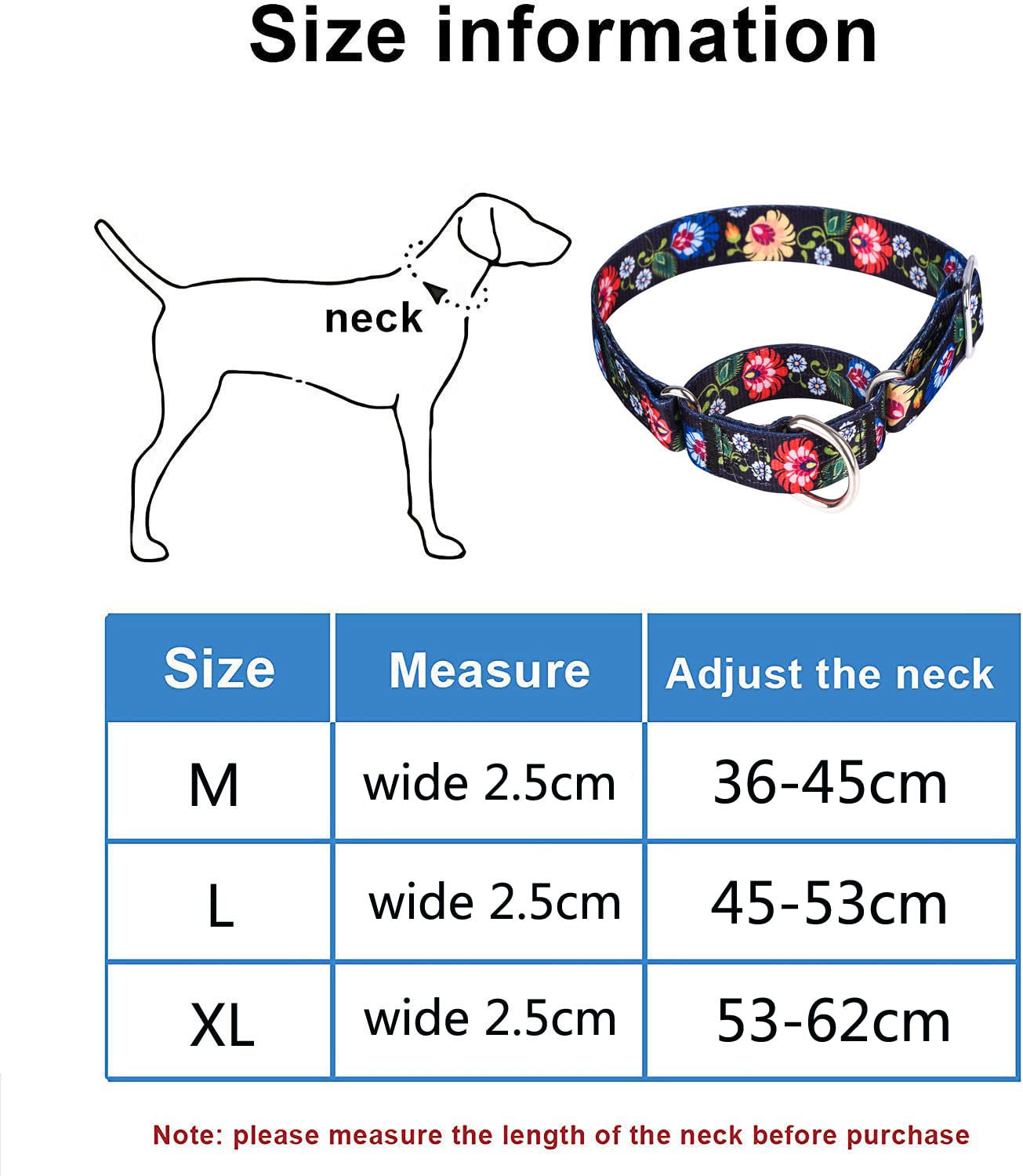 Pimaodog Heavy Duty Nylon Dog Collar, Adjustable Martingale Dog Collar For Walking Training Boy And Girl Dogs Medium Large Dogs (L:45-53Cm, Navy1)