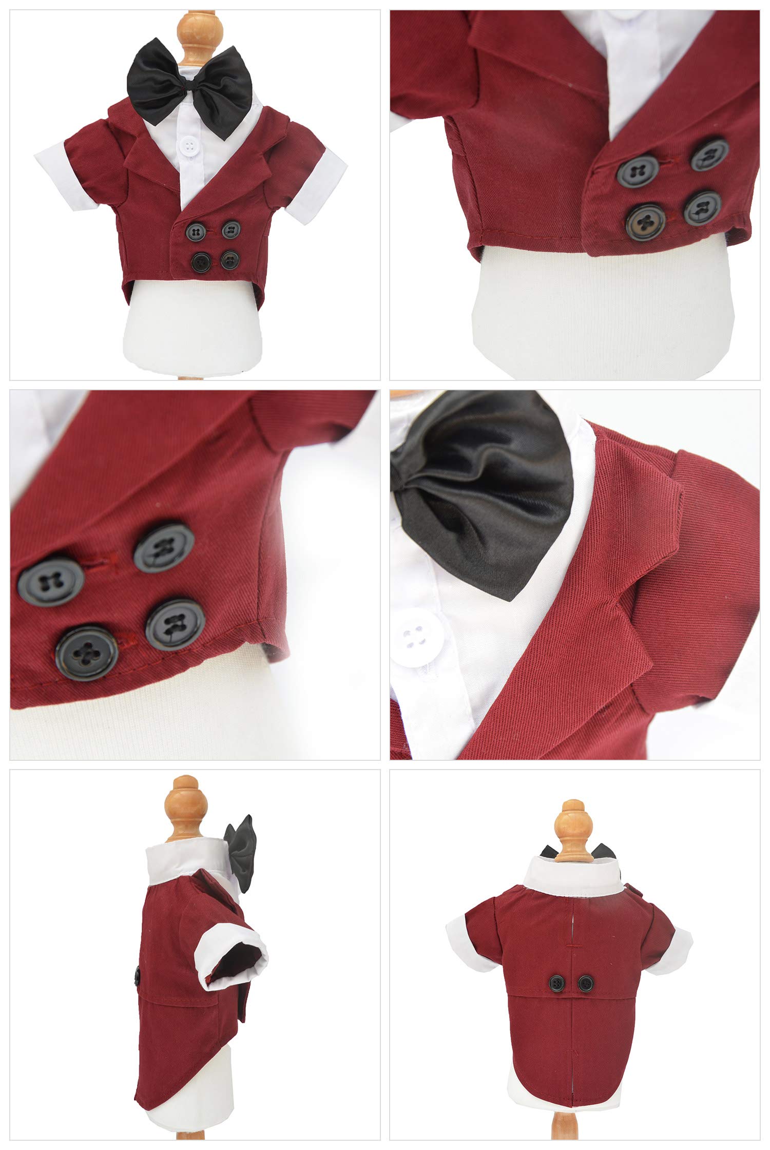 Lovelonglong Pet Costume Dog Suit Formal Tuxedo With Black Bow Tie For Large Medium Small Dogs Cat Wedding Clothes Reddish Brown Xl