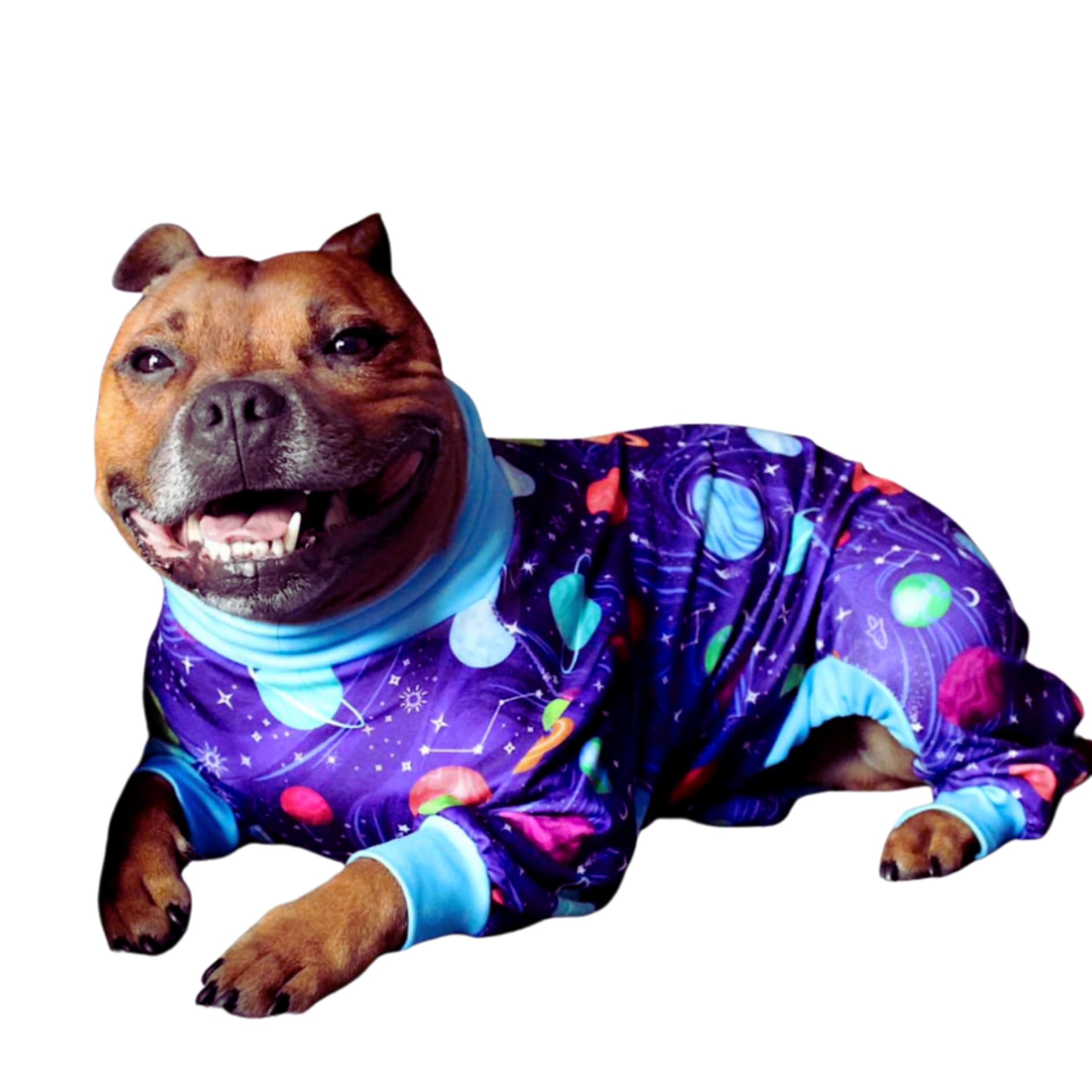 Spark Paws Dog Pajama, Ultra-Soft And 4-Way Stretch, Recovery-Suit Pj Onesie For Small, Medium And Large Breeds - Planets - 3Xl