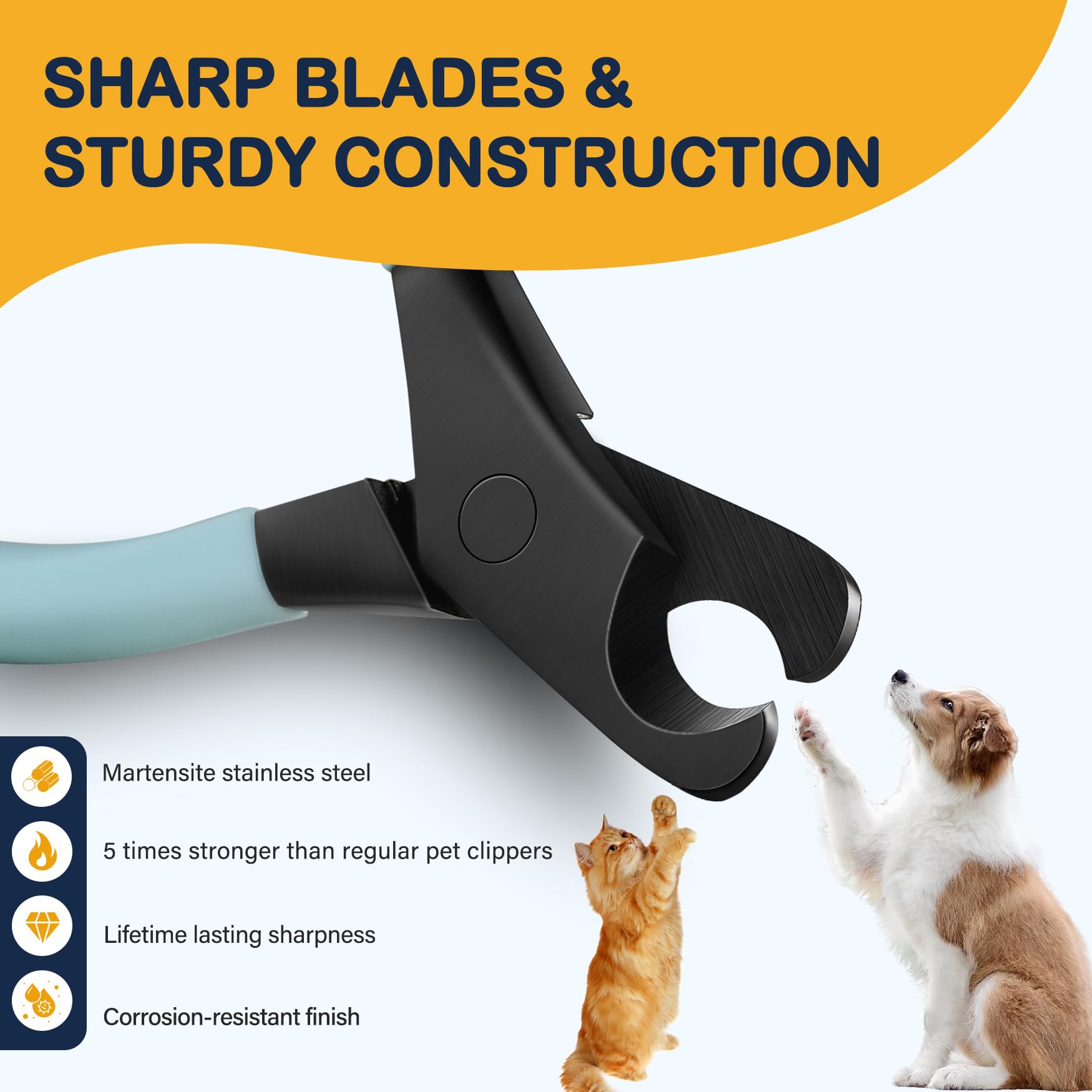 Bezox Professional Pet Nail Clippers, Premium Sharp & Safe Pets' Paw Trimmer For Large Dogs And Small Animals, Soft Grip Cat Cla