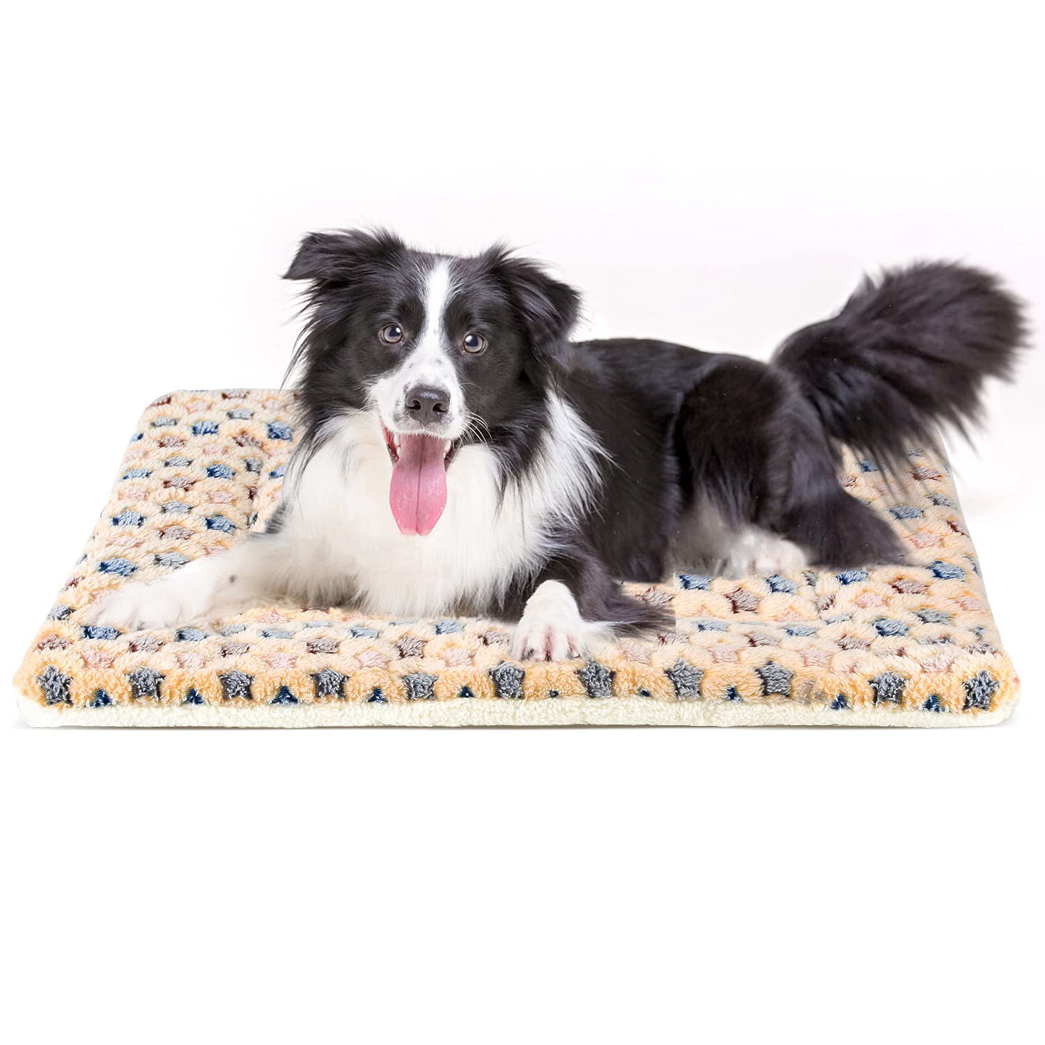 Mora Pets Dog Bed Crate Pad Ultra Soft Pet Bed With Cute Star Print Washable Crate Mat For Large Medium Small Dogs Reversible Fleece Dog Crate Kennel Mat Cat Bed Liner 35 X 22.8 Inch Brown