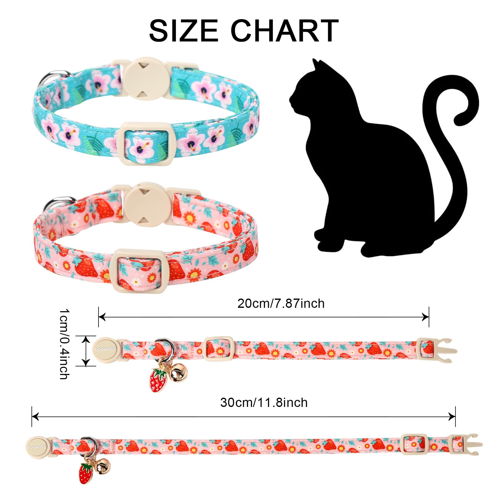 Cat Collar,2 Pack Pink Flower Cat Collars Breakaway With Bell, Dogwong Safety Buckle Pink Flower Cat Collar For Girl Female Cats
