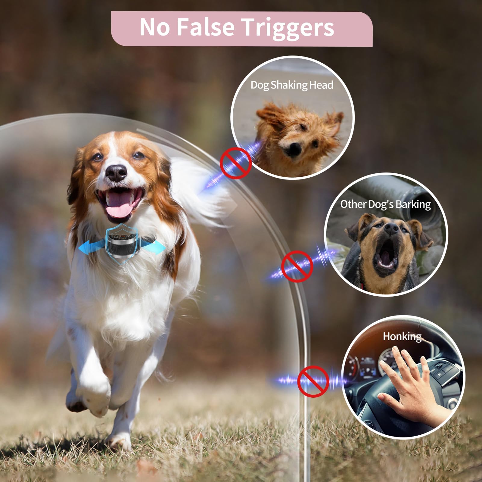 Petjoy Anti Bark Collar For Medium & Large Dogs - Dog Bark Control Collar With Beep & Shock - 5 Adjustable Sensitivity Levels (S