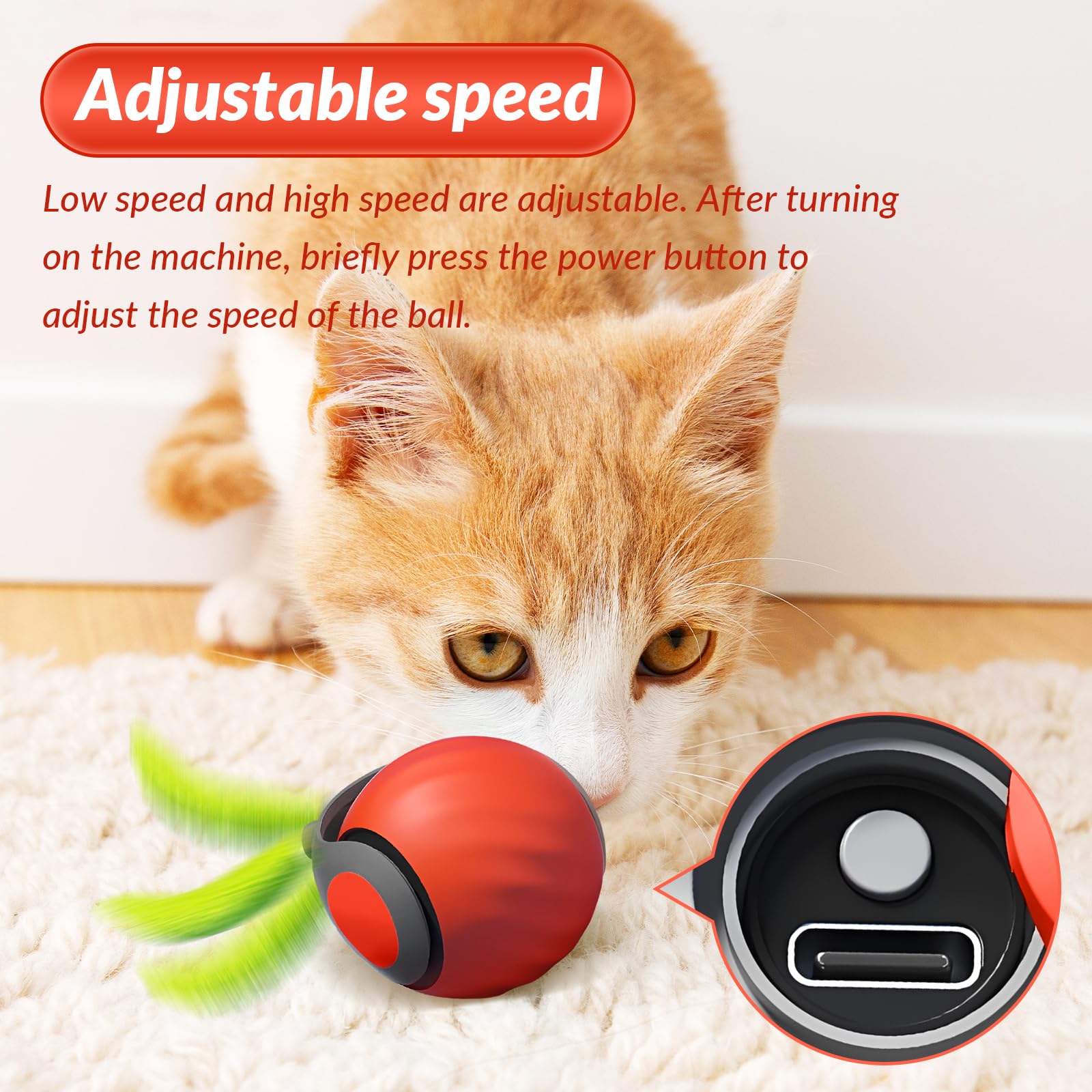 Lggbaodan Speedy Tail 2.0 Interactive Cat Toy, 2025 Smart Rolling Ball For Pets, Automatic Motion Plaything For Cats And Dogs, S