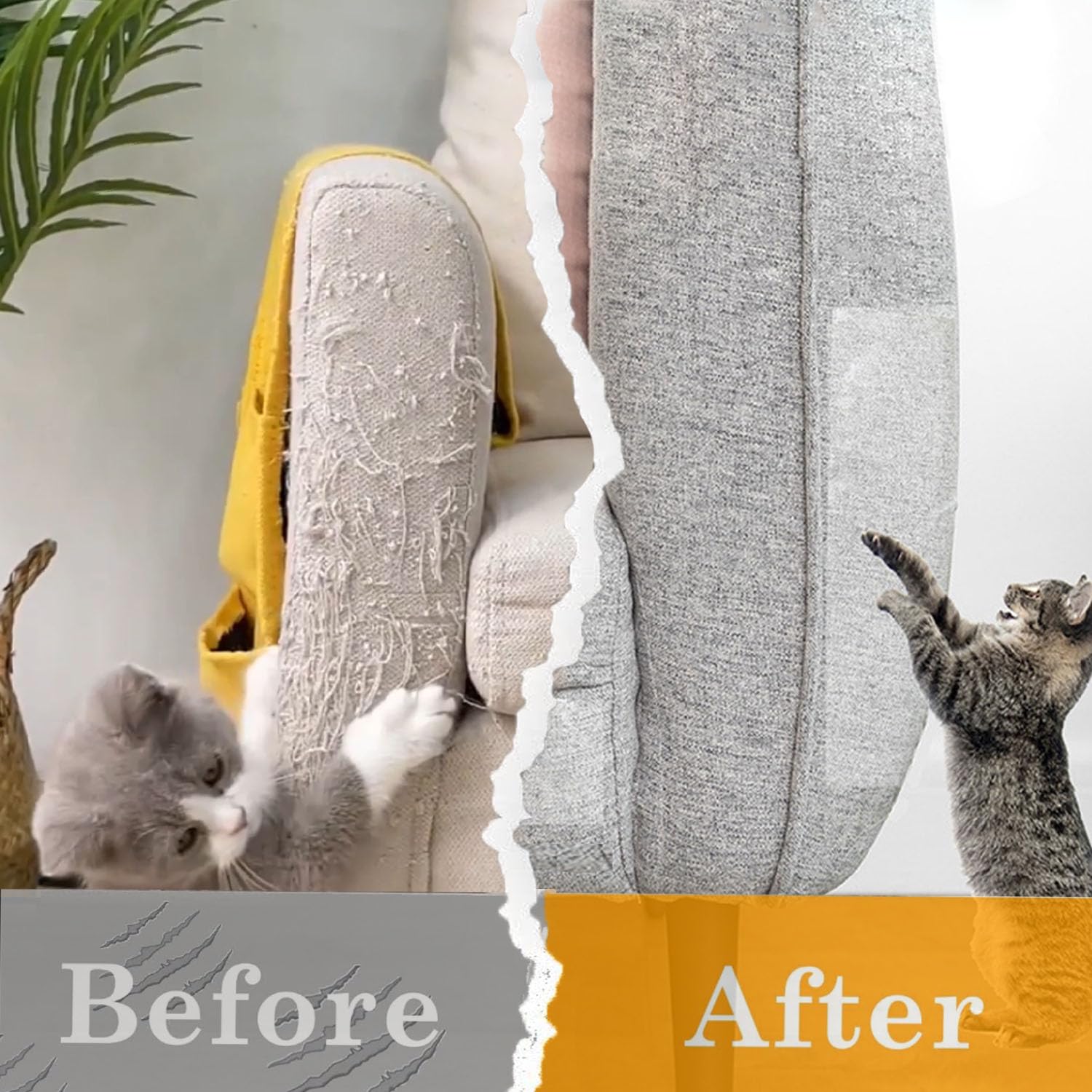 Chuangseed Anti Cat Scratch Tape, 4' X 30Yds, Transparent, Double Sided, Furniture Protector, Pet Safe, Easy Installation, One Year Warranty