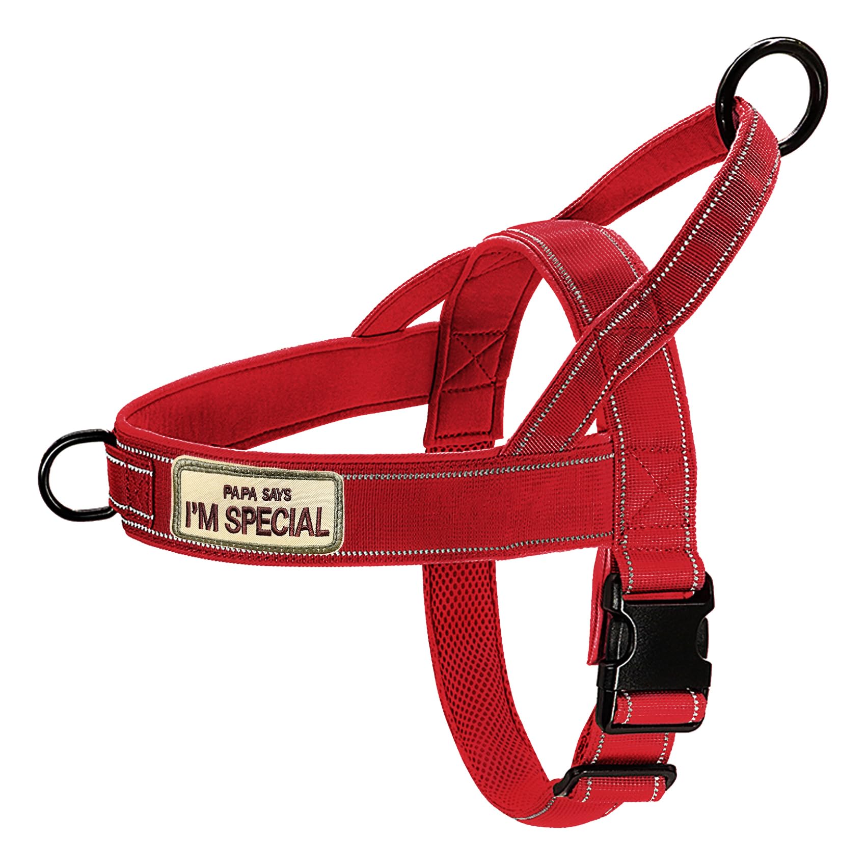 Qifbyfb Red No Pull Dog Harness For Small Medium Large Sized Dog, Reflective Escape Proof Adjustable Dog Harnesses With 2 Patch,
