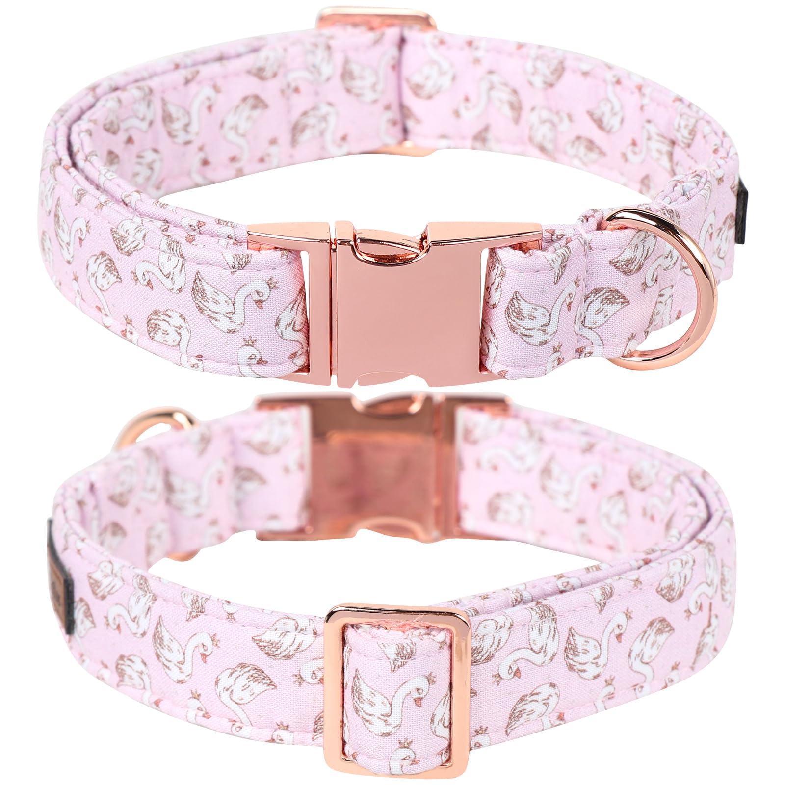 Lionet Paws Design Dogs Collar Cute Pink Flower Dog Collars For Girl Female Medium Large Dogs With Swan Xl