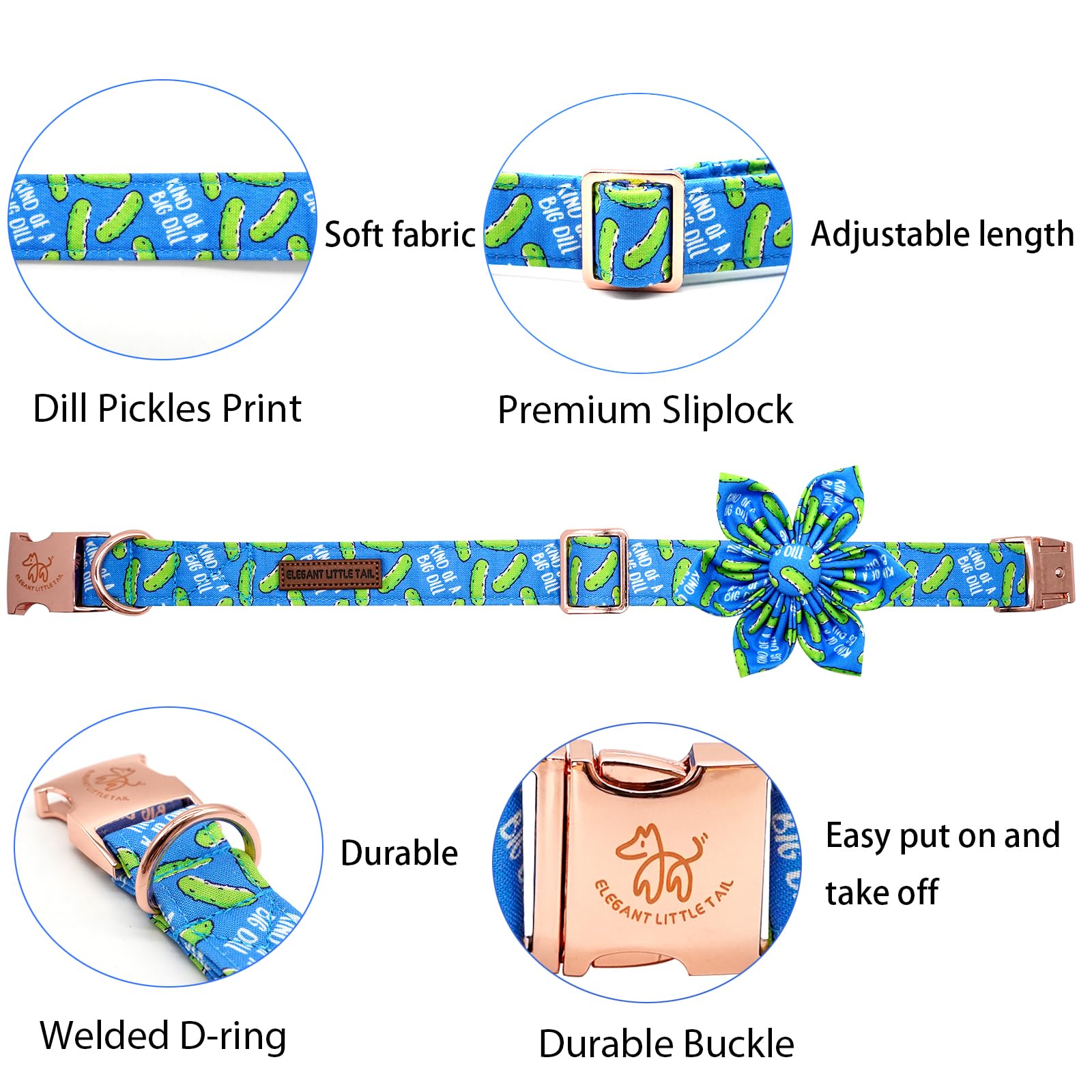 Elegant little tail Dog Collar, Dog Collar with Flower Boy Girl Pet Collar Flowers Soft Durable Dog Flower Collar for X-Small Do