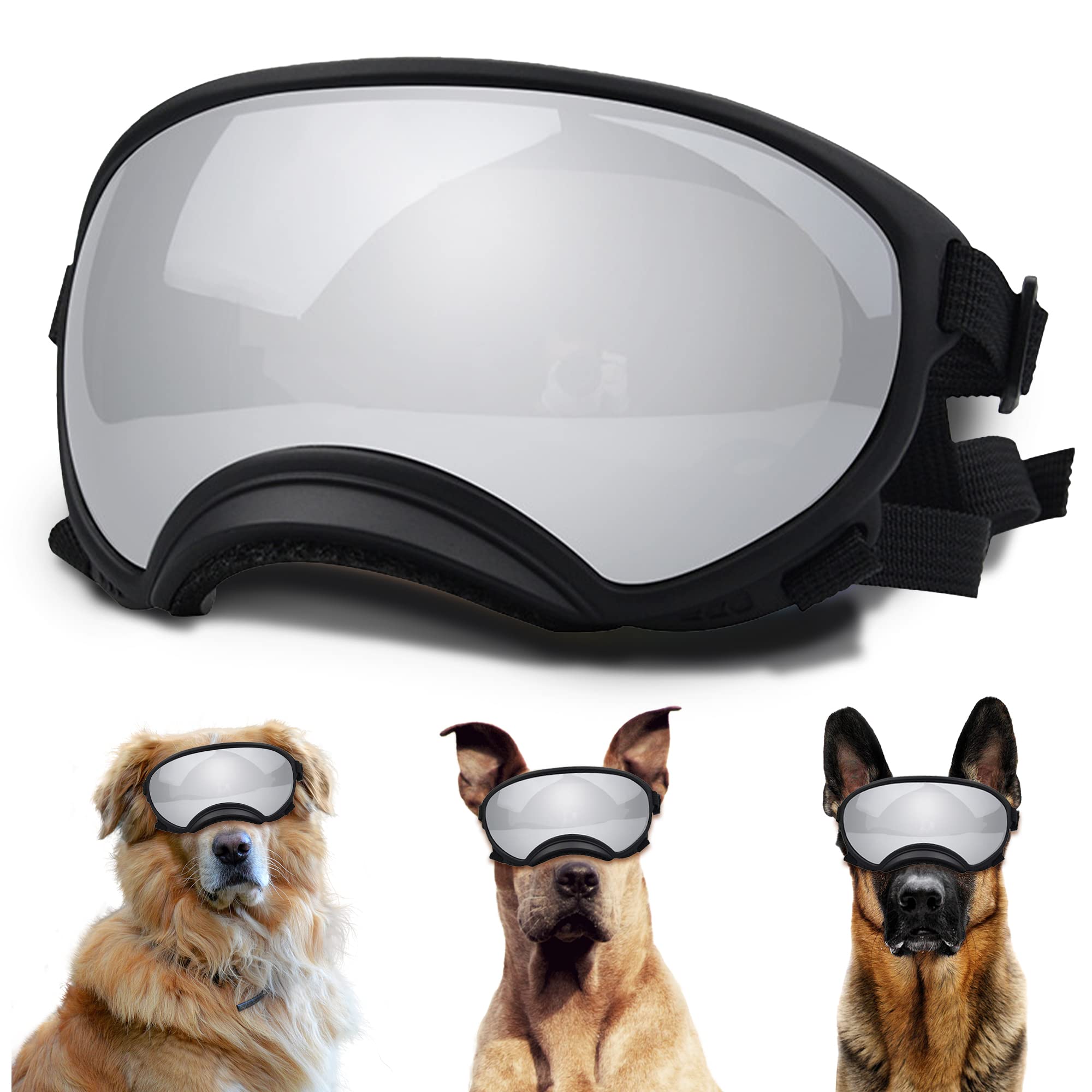 Large Dog Sunglasses, Dog Goggles With Adjustable Strap Uv Protection Winproof Dog Puppy Sunglasses, Suitable For Medium-Large D