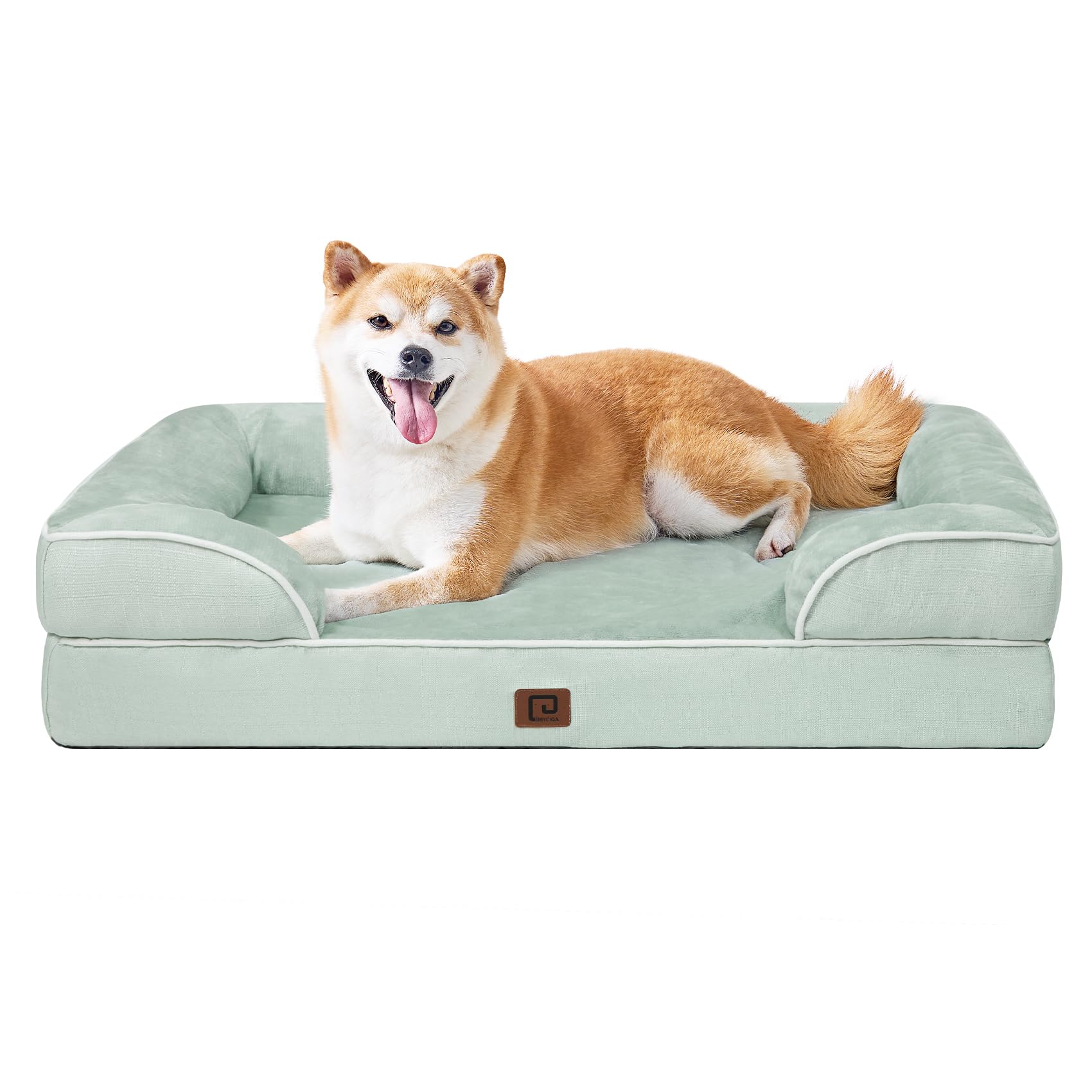 Eheyciga Orthopedic Large Dog Bed, Waterproof Memory Foam, Non-Slip Bottom, Sage Green, 35''L X 22''W X 6.5''Th