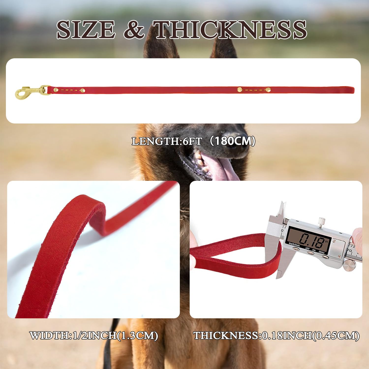 Leather Dog Leash 6 Ft X 1/2 Inch Heavy Duty Genuine Leather Dog Training Leash Soft And Strong Leather Leash For Small And Medi