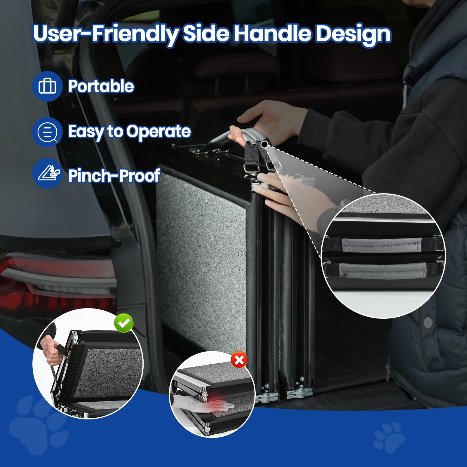 Dog Ramp For Car, Pawlify 63'' X 17.3'' Dog Ramps For Large Dogs With Anti-Pinch Handle And Anti-Slip Rug Surface, Folding Dog R