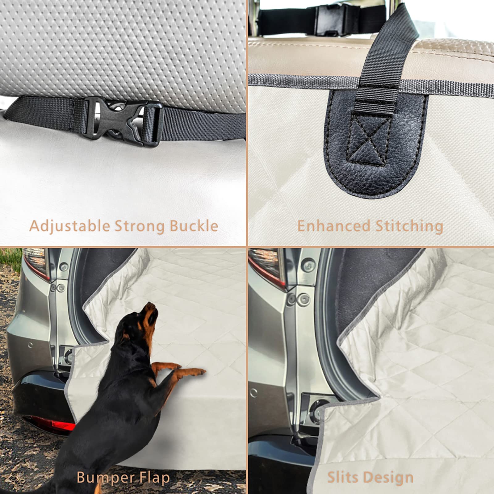 F-Color Suv Cargo Liner For Dogs, Water Resistant Pet Cargo Cover Dog Seat Cover Mat For Suvs Sedans Vans With Bumper Flap Prote