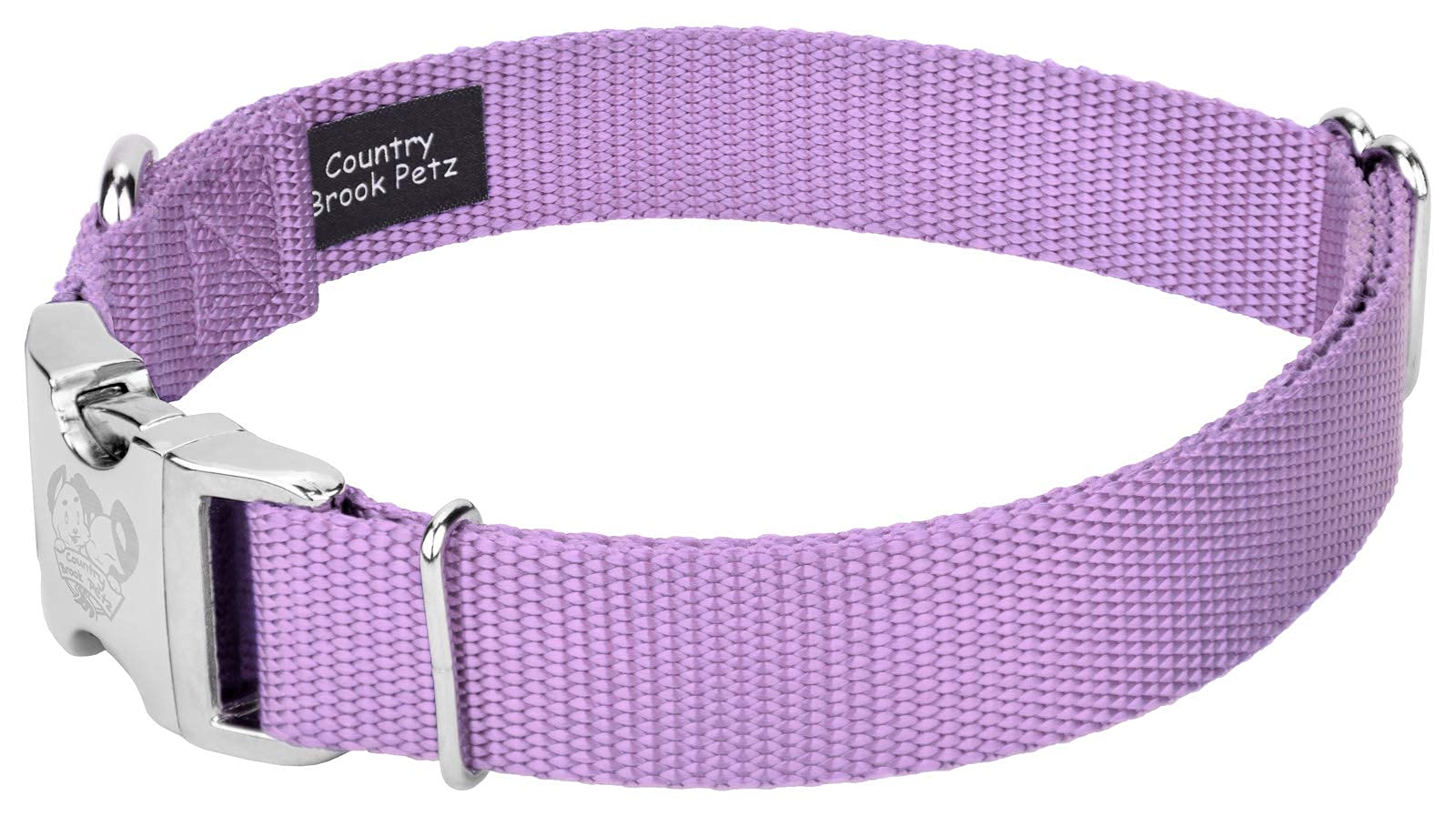 Country Brook Design - Vibrant 30+ Color Selection - Premium Nylon Dog Collar With Metal Buckle (Small, 3/4 Inch, Lavender